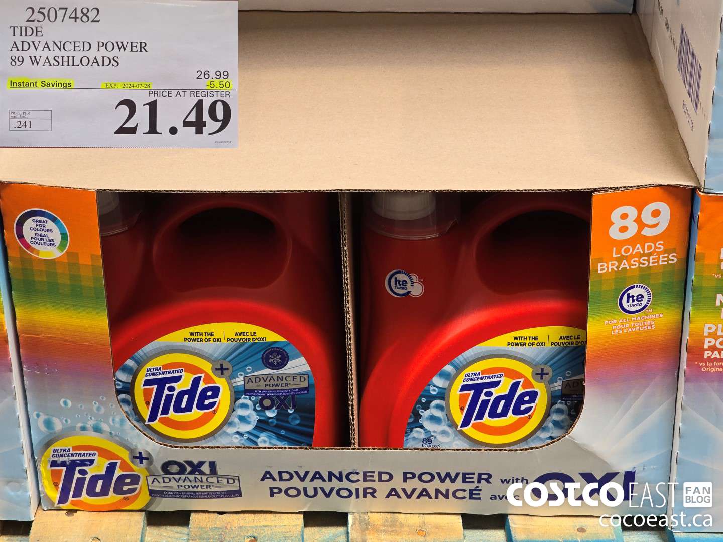 2507482 TIDE ADVANCED POWER 89 WASHLOADS ($5.50 INSTANT SAVINGS EXPIRES ON 2024-07-28) $21.49