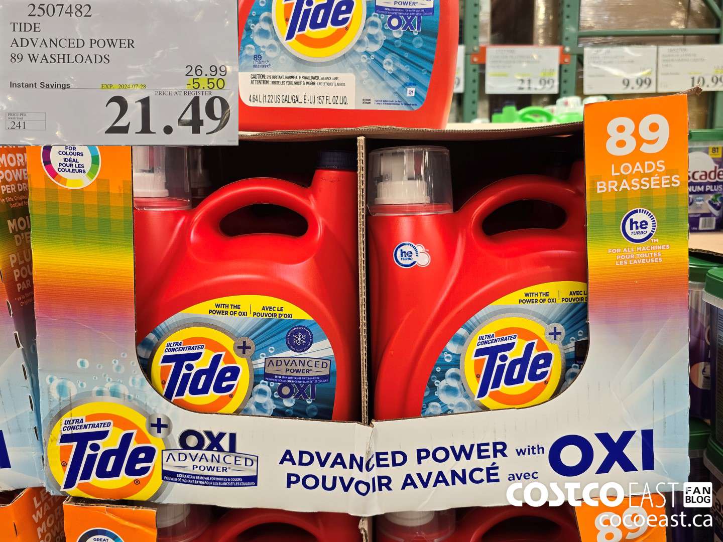2507482 TIDE ADVANCED POWER 89 WASHLOADS ($5.50 INSTANT SAVINGS EXPIRES ON 2024-07-28) $21.49