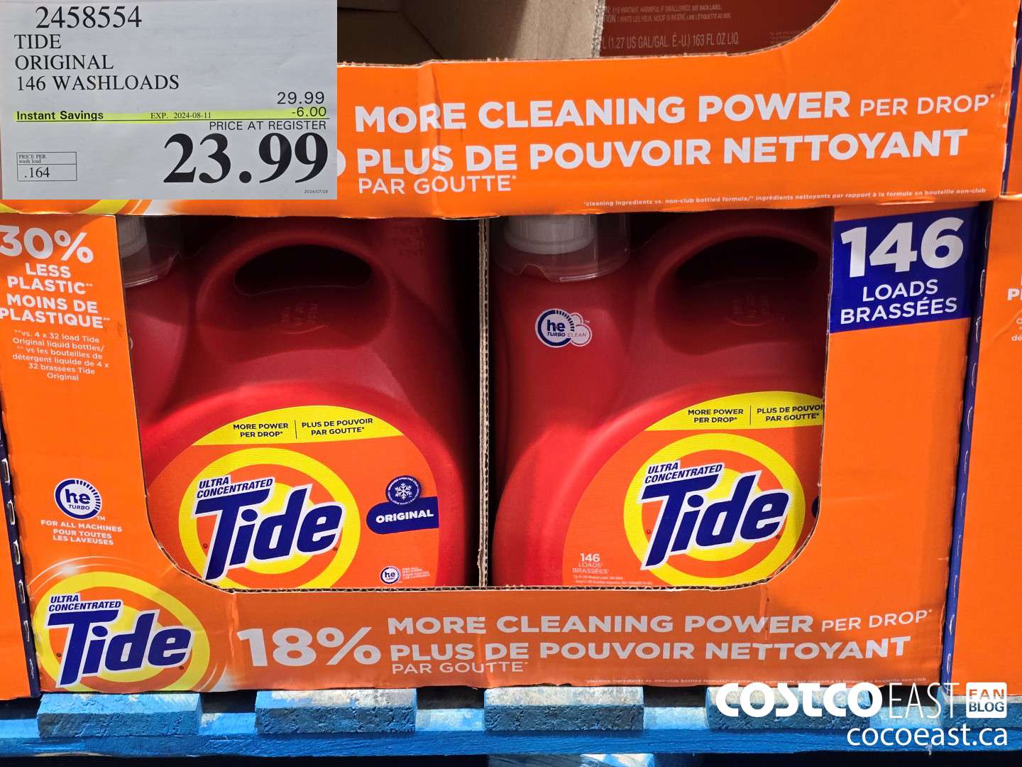 2458554 TIDE ORIGINAL 146 WASHLOADS ($6.00 INSTANT SAVINGS EXPIRES ON 2024-08-11) $23.99