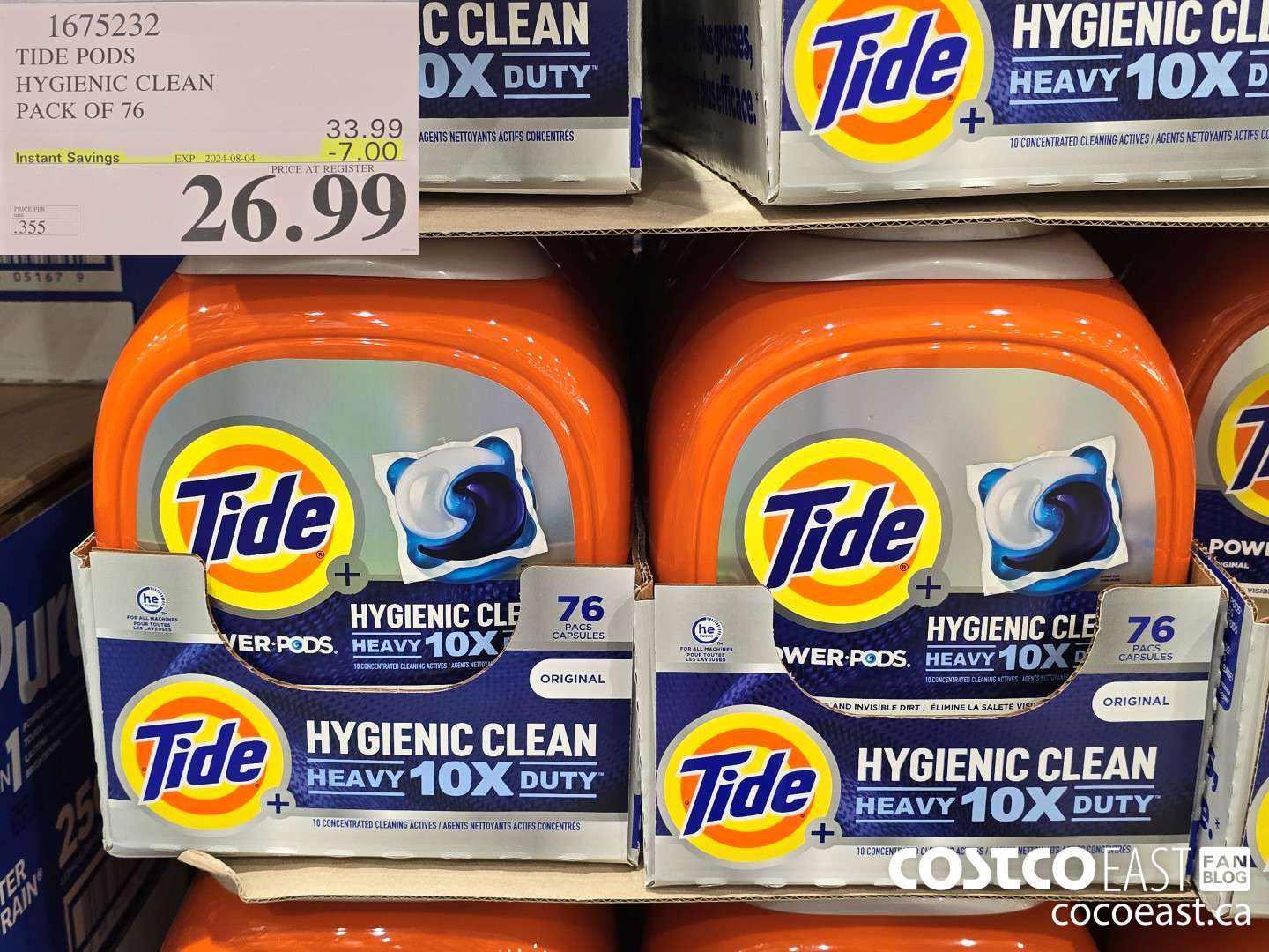 1675232 TIDE PODS HYGIENIC CLEAN PACK OF 76 ($7.00 INSTANT SAVINGS EXPIRES ON 2024-08-04) $26.99