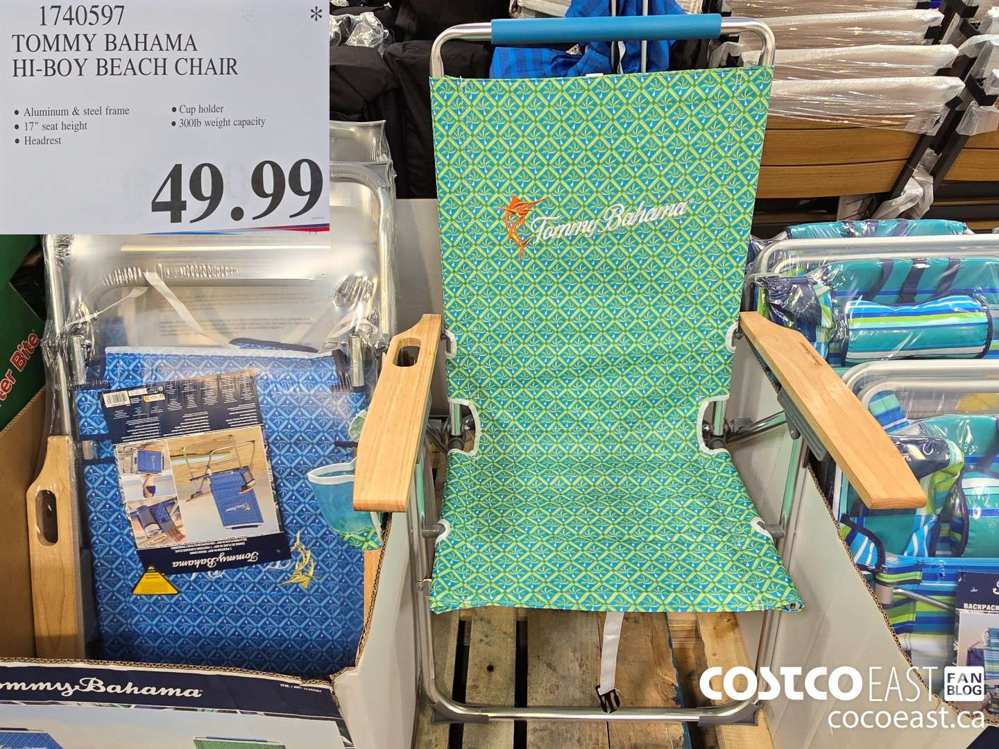 1740597 TOMMY BAHAMA HI-BOY BEACH CHAIR $49.99