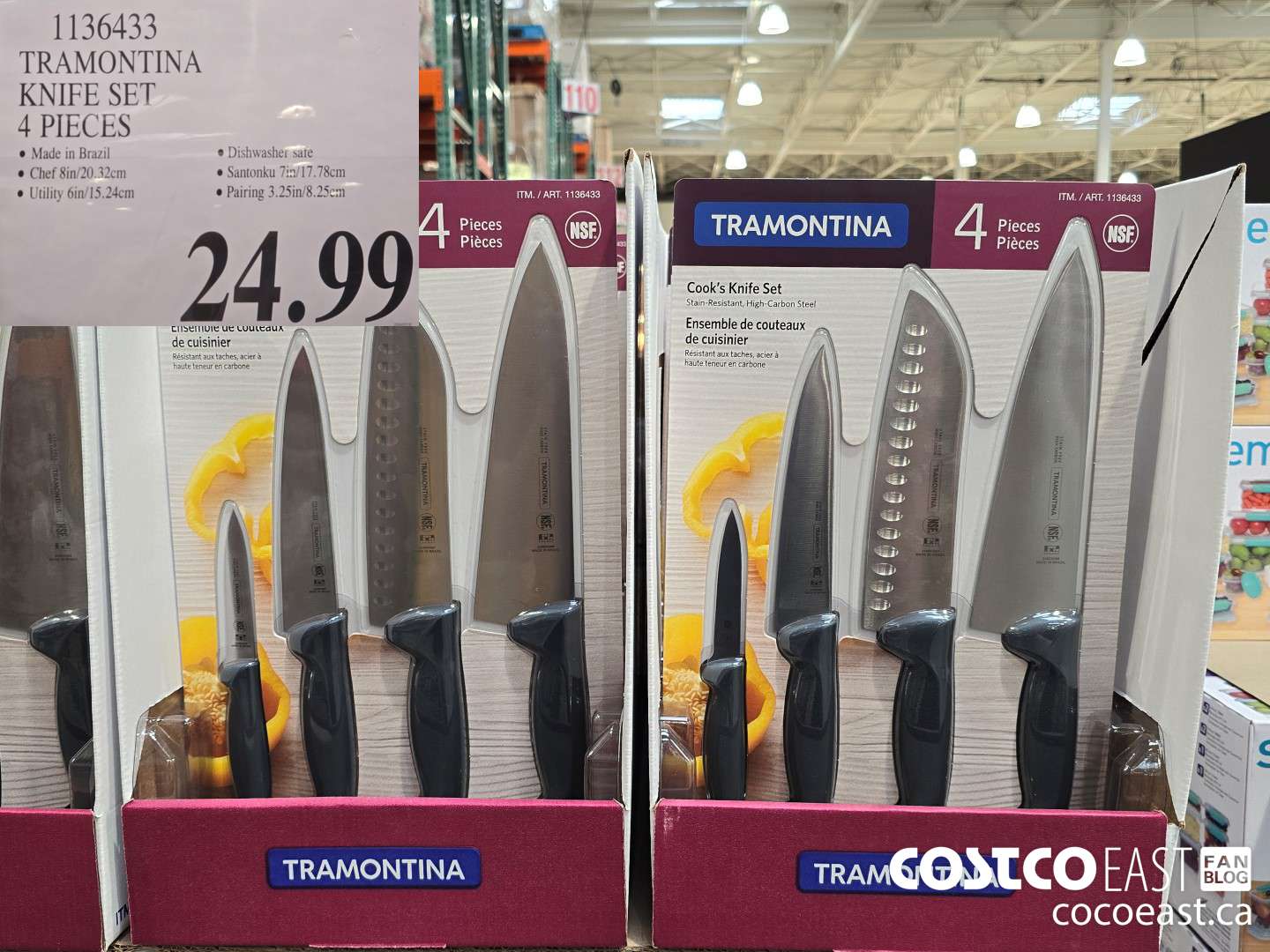 1136433 TRAMONTINA KNIFE SET, 4 PIECES $24.99