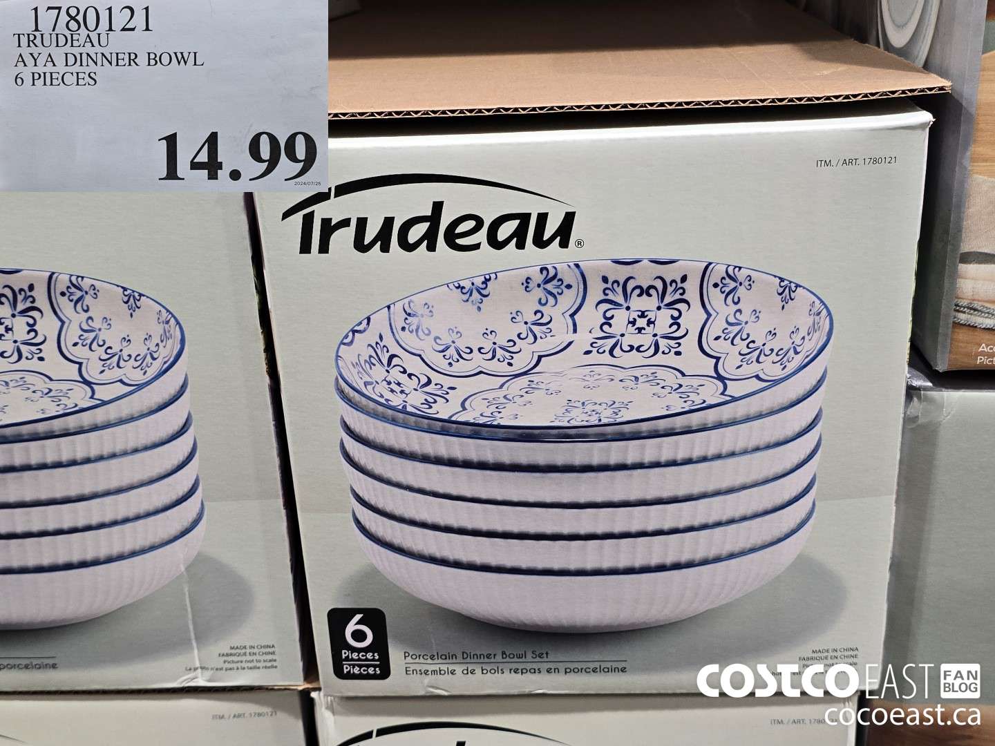 1780121 TRUDEAU AYA DINNER BOWL 6 PIECES $14.99