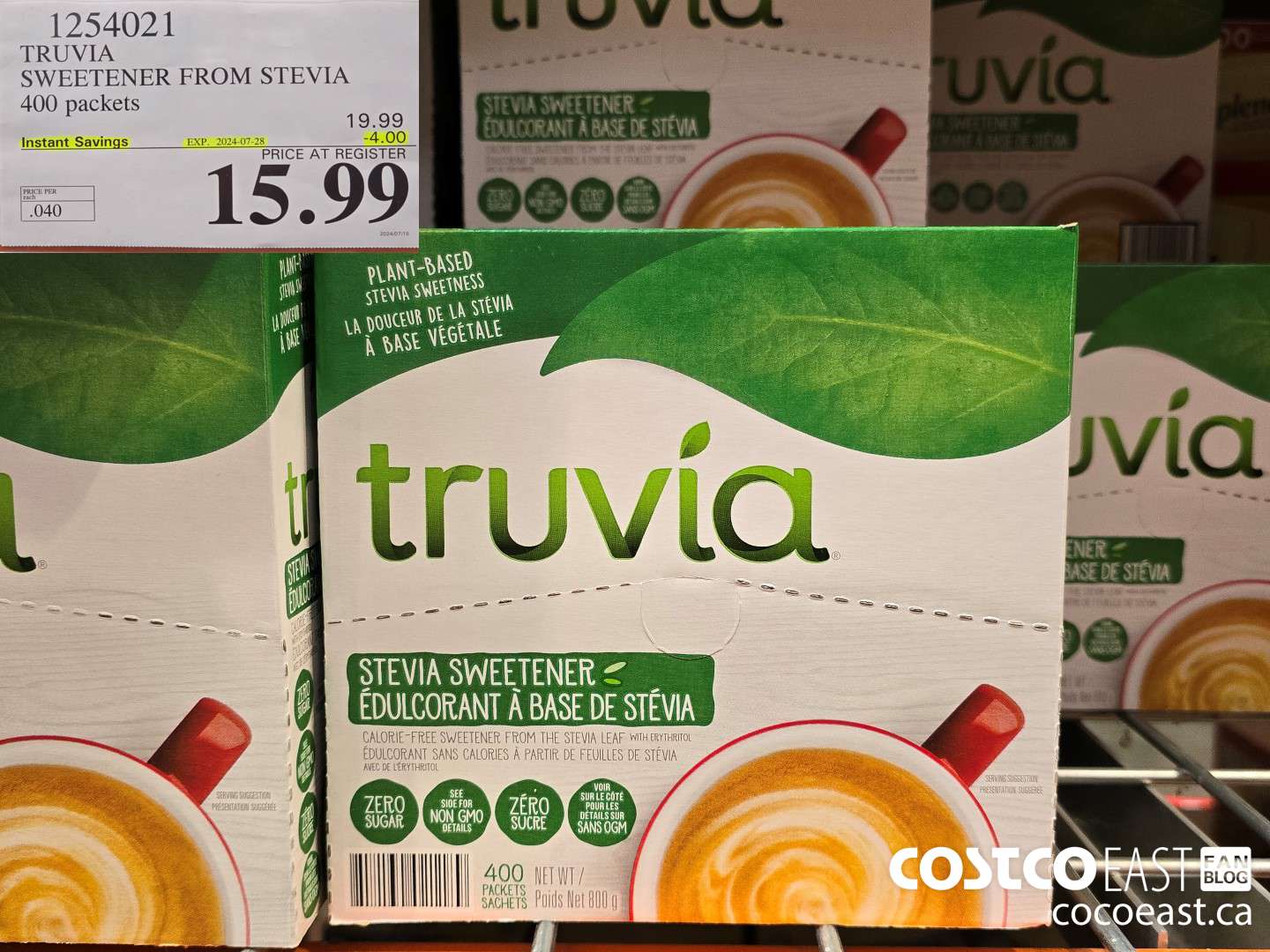 1254021 TRUVIA SWEETENER FROM STEVIA 400 packets ($4.00 INSTANT SAVINGS EXPIRES ON 2024-07-28) $15.99