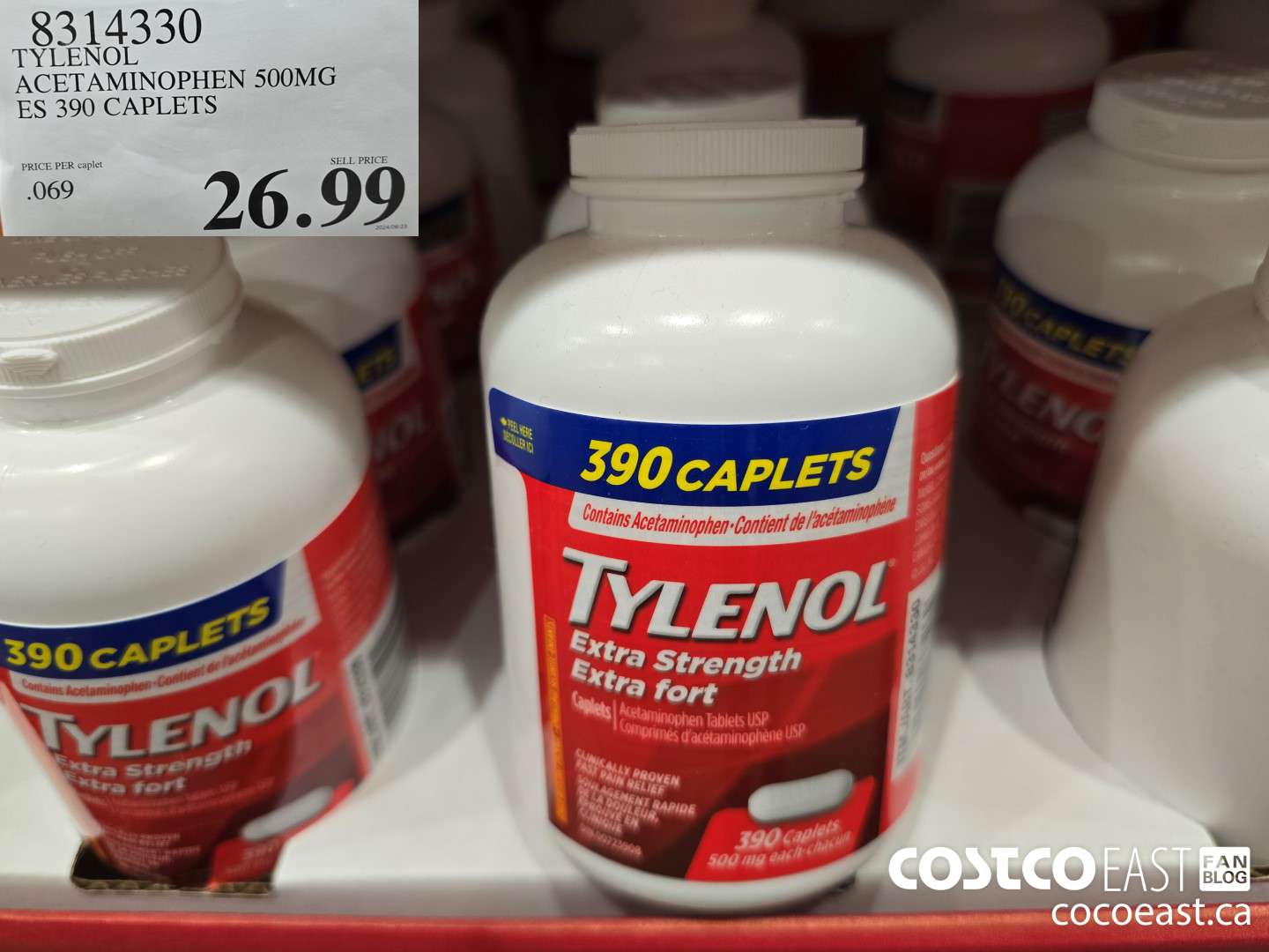 8314330 TYLENOL ACETAMINOPHEN 500MG ES 390 CAPLETS $26.99