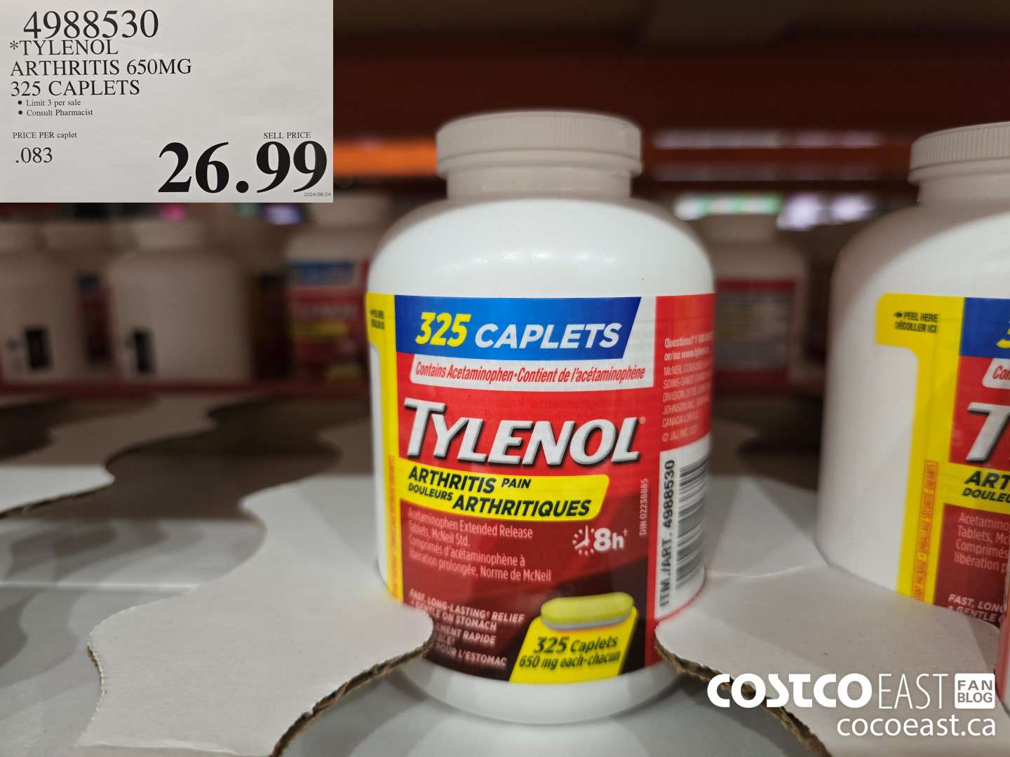 4988530 *TYLENOL ARTHRITIS 650MG 325 CAPLETS $26.99
