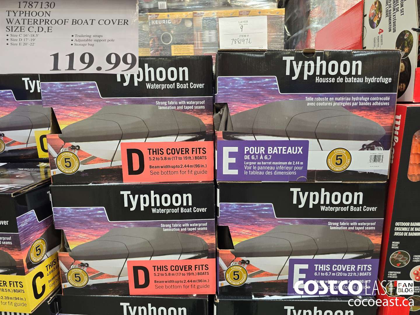 1787130 TYPHOON WATERPROOF BOAT COVER SIZE C, D, E $119.99