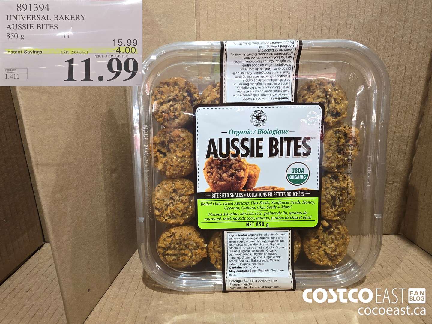 891394 UNIVERSAL BAKERY AUSSIE BITES 850 G ($4.00 INSTANT SAVINGS EXPIRES ON 2024-09-01) $11.99