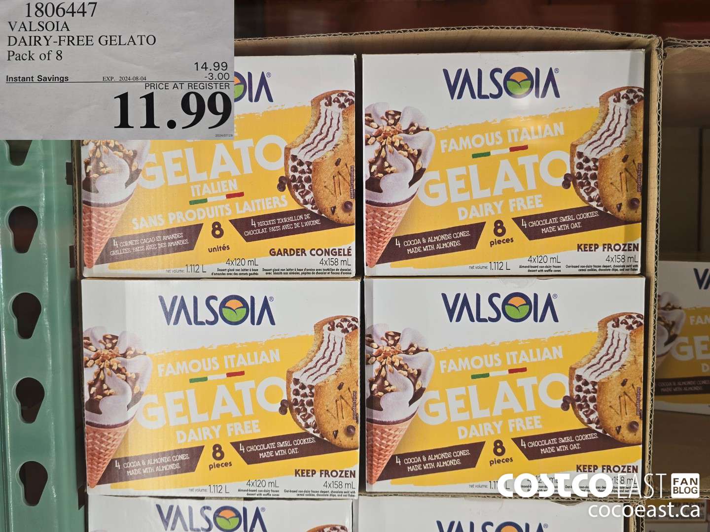 1806447 VALSOIA DAIRY-FREE GELATO Pack of 8 ($3.00 INSTANT SAVINGS EXPIRES ON 2024-08-04) $11.99