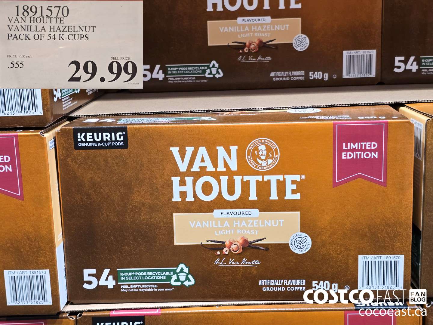 1891570 VAN HOUTTE VANILLA HAZELNUT PACK OF 54 K-CUPS $29.99
