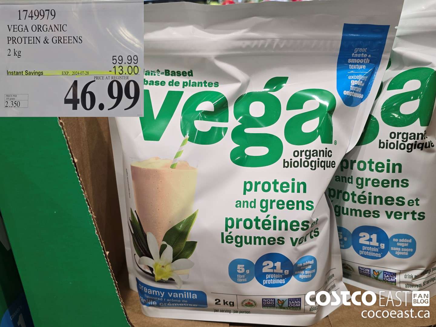 1749979 VEGA ORGANIC PROTEIN & GREENS 2 KG ($13.00 INSTANT SAVINGS EXPIRES ON 2024-07-28) $46.99