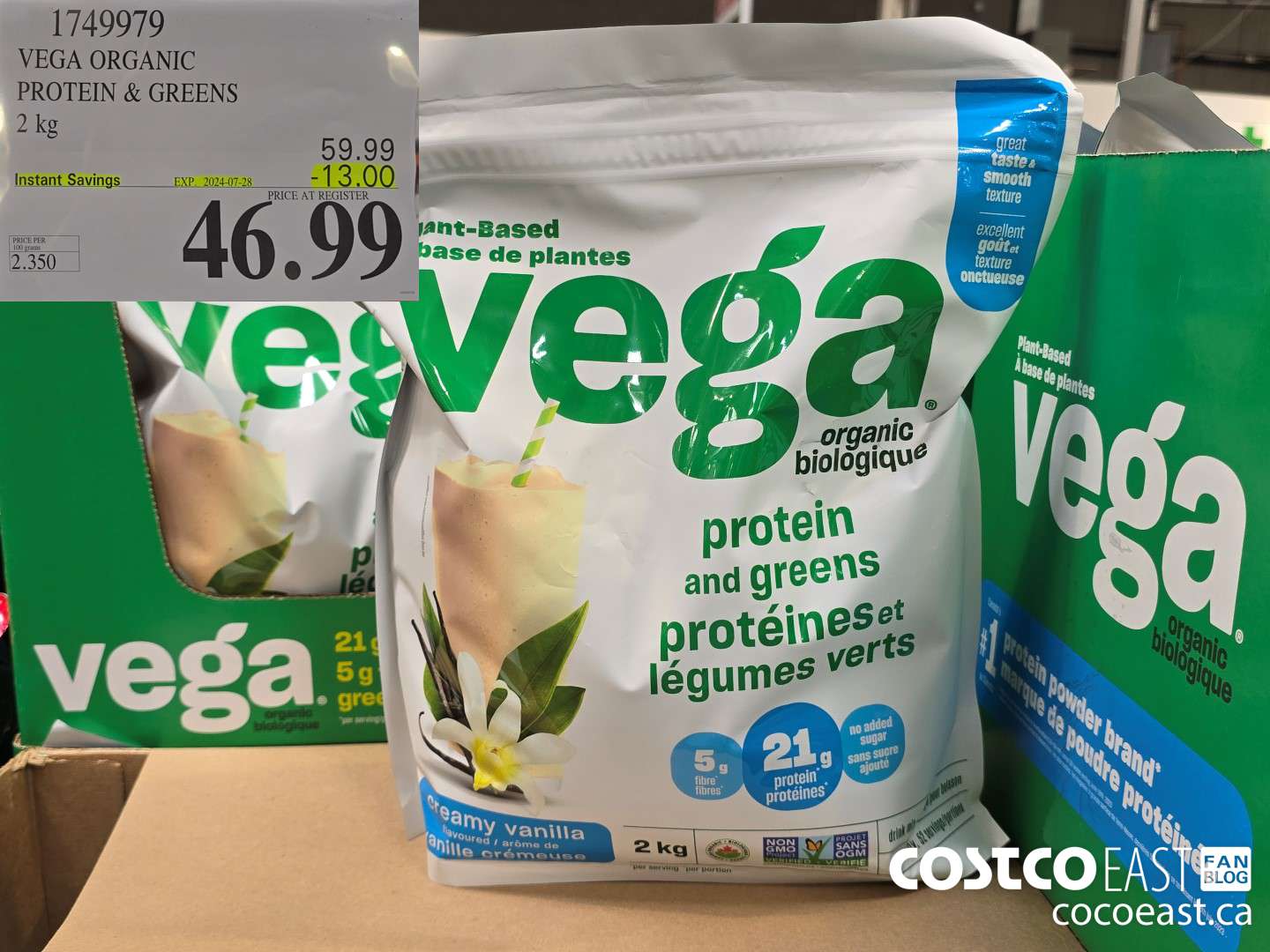 1749979 VEGA ORGANIC PROTEIN & GREENS 2 KG ($13.00 INSTANT SAVINGS EXPIRES ON 2024-07-28) $46.99