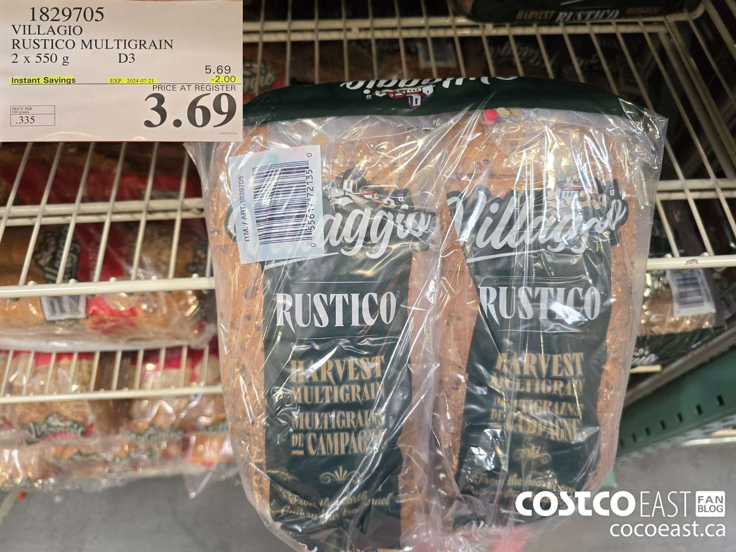 1829705 VILLAGIO RUSTICO MULTIGRAIN 2 X 550G ($2.00 INSTANT SAVINGS EXPIRES ON 2024-07-21) $3.69