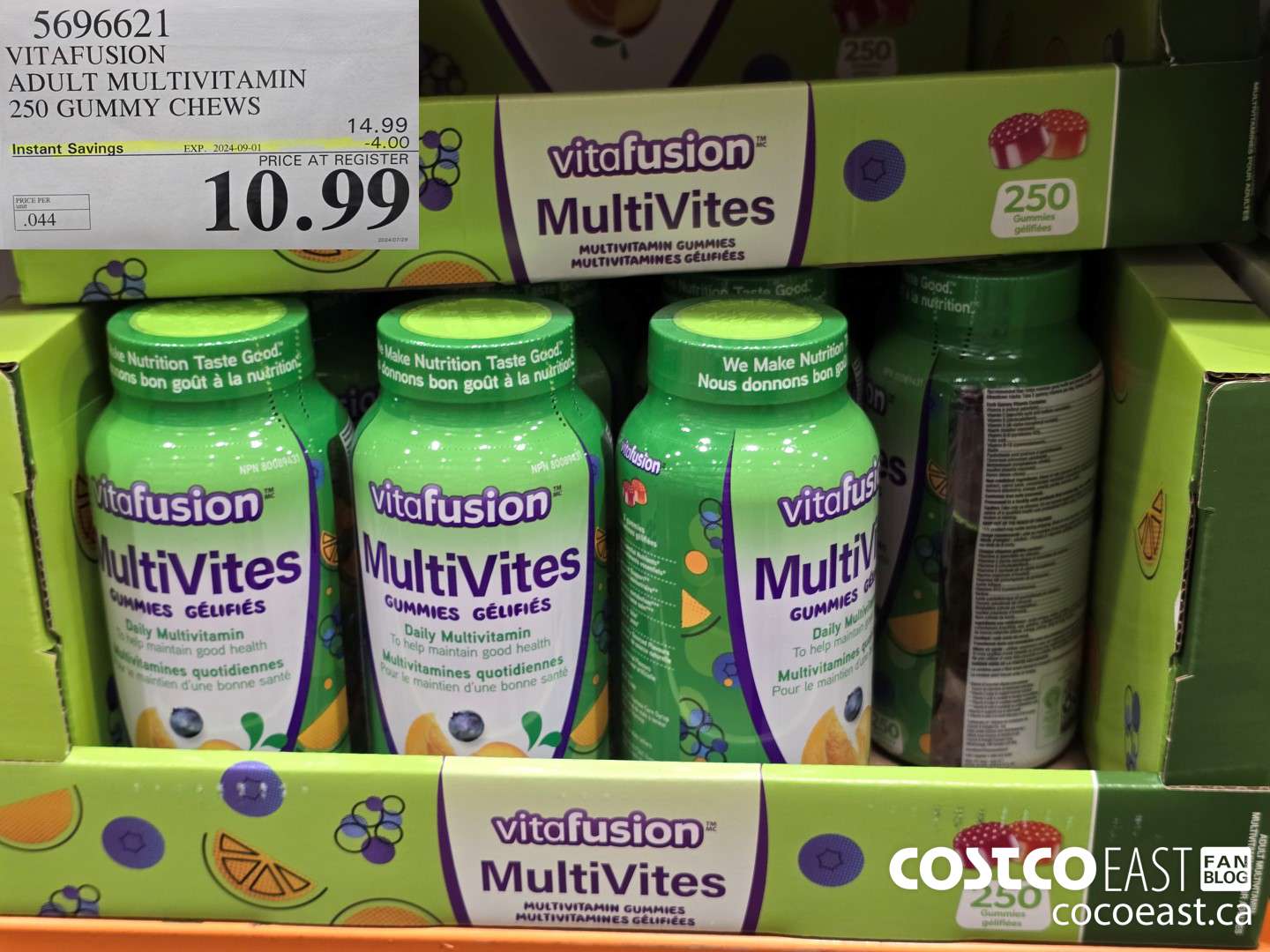 5696621 VITAFUSION ADULT MULTIVITAMIN 250 GUMMY CHEWS ($4.00 INSTANT SAVINGS EXPIRES ON 2024-09-01) $10.99