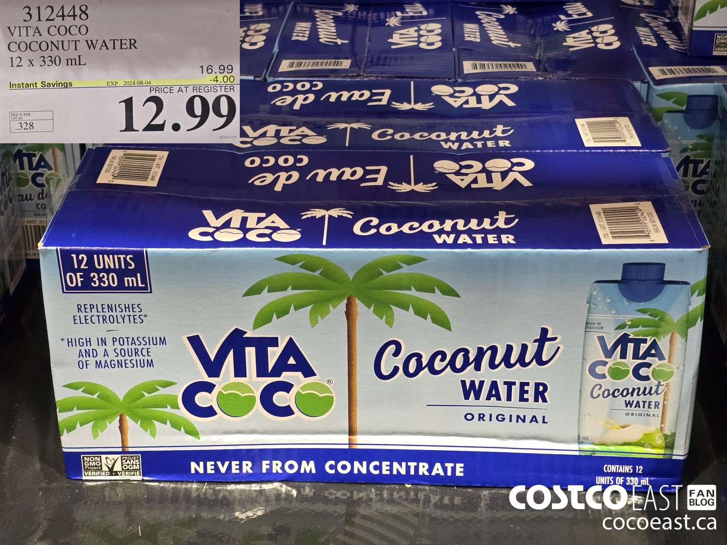 312448 VITA COCO COCONUT WATER 12 X 330 ML ($4.00 INSTANT SAVINGS EXPIRES ON 2024-08-04) $12.99