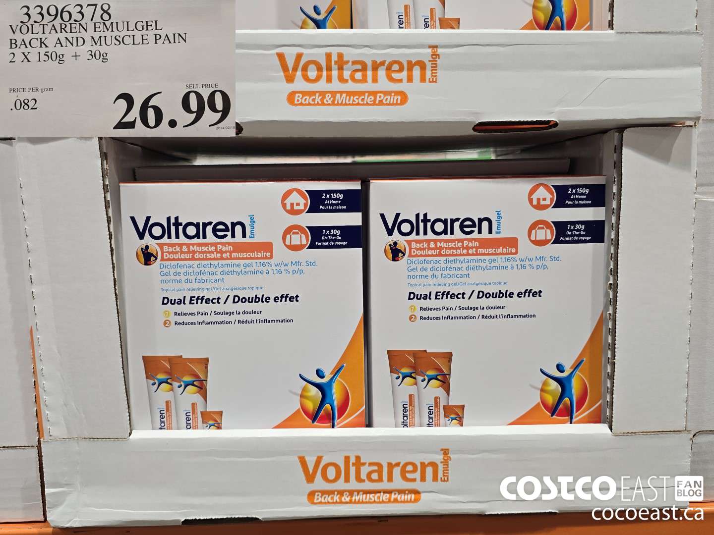 3396378 VOLTAREN EMUGEL BACK AND MUSCLE PAIN 2 X 150G + 30G $26.99