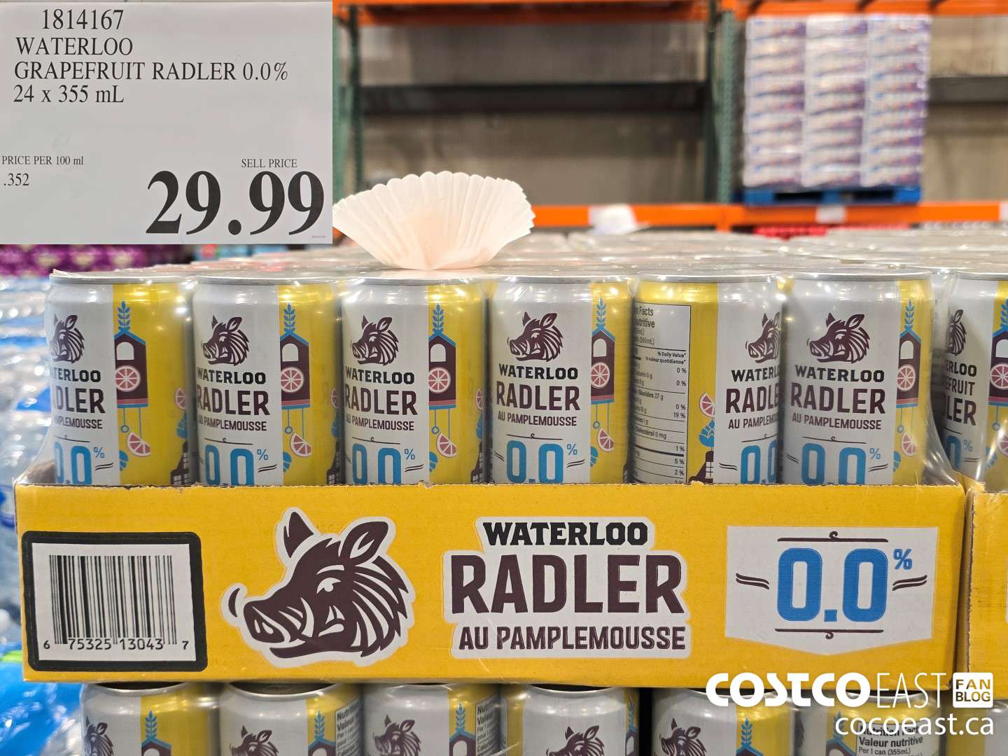 1814167 WATERLOO GRAPEFRUIT RADLER 0.0% 24 X 355 ML $29.99