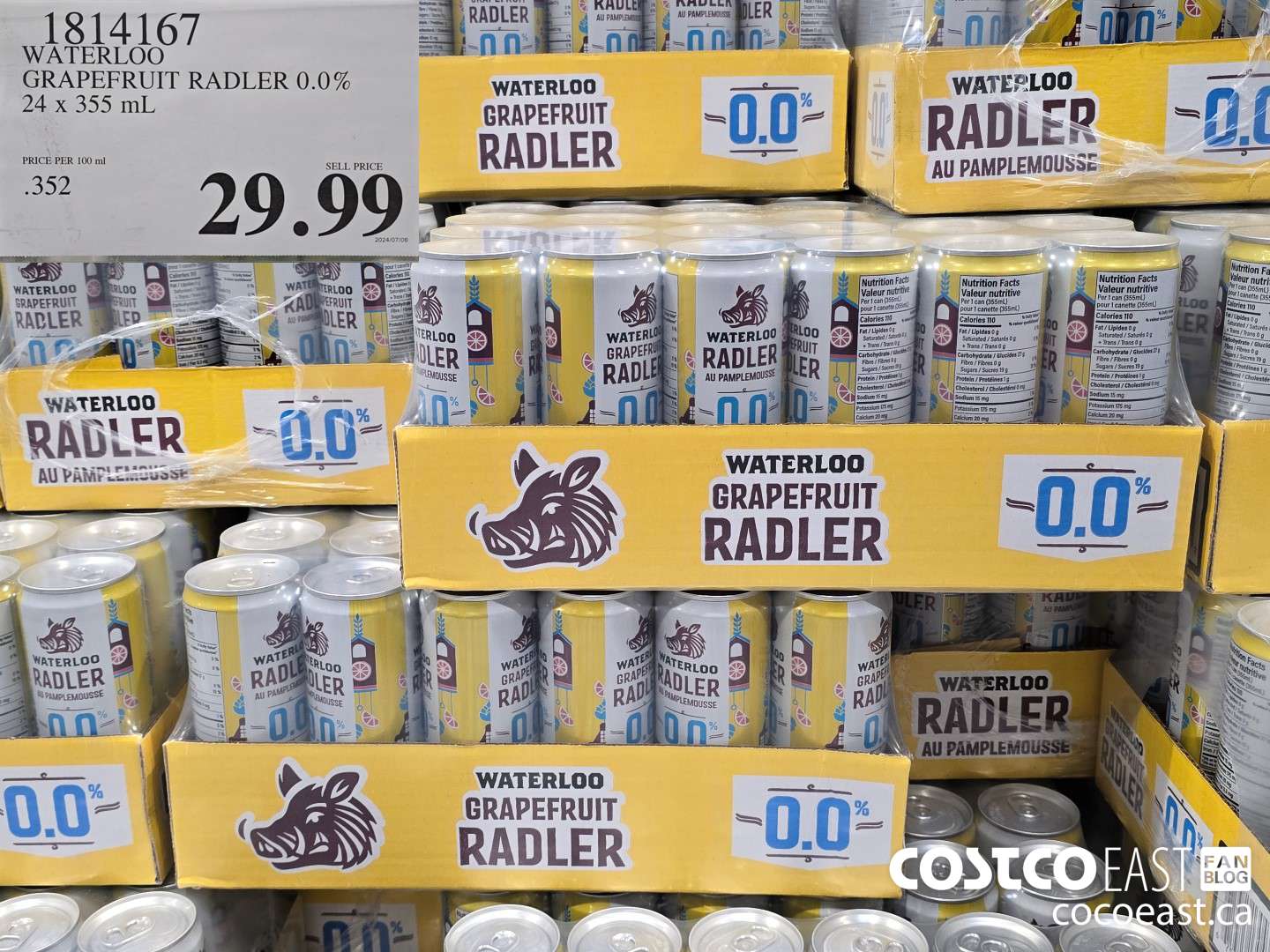 1814167 WATERLOO GRAPEFRUIT RADLER 0.0% 24 X 355 ML $29.99