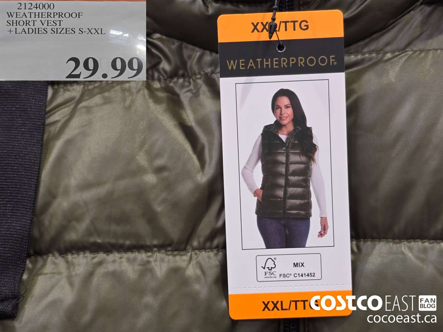 2124000 WEATHERPROOF SHORT VEST +LADIES SIZES S-XXL $29.99