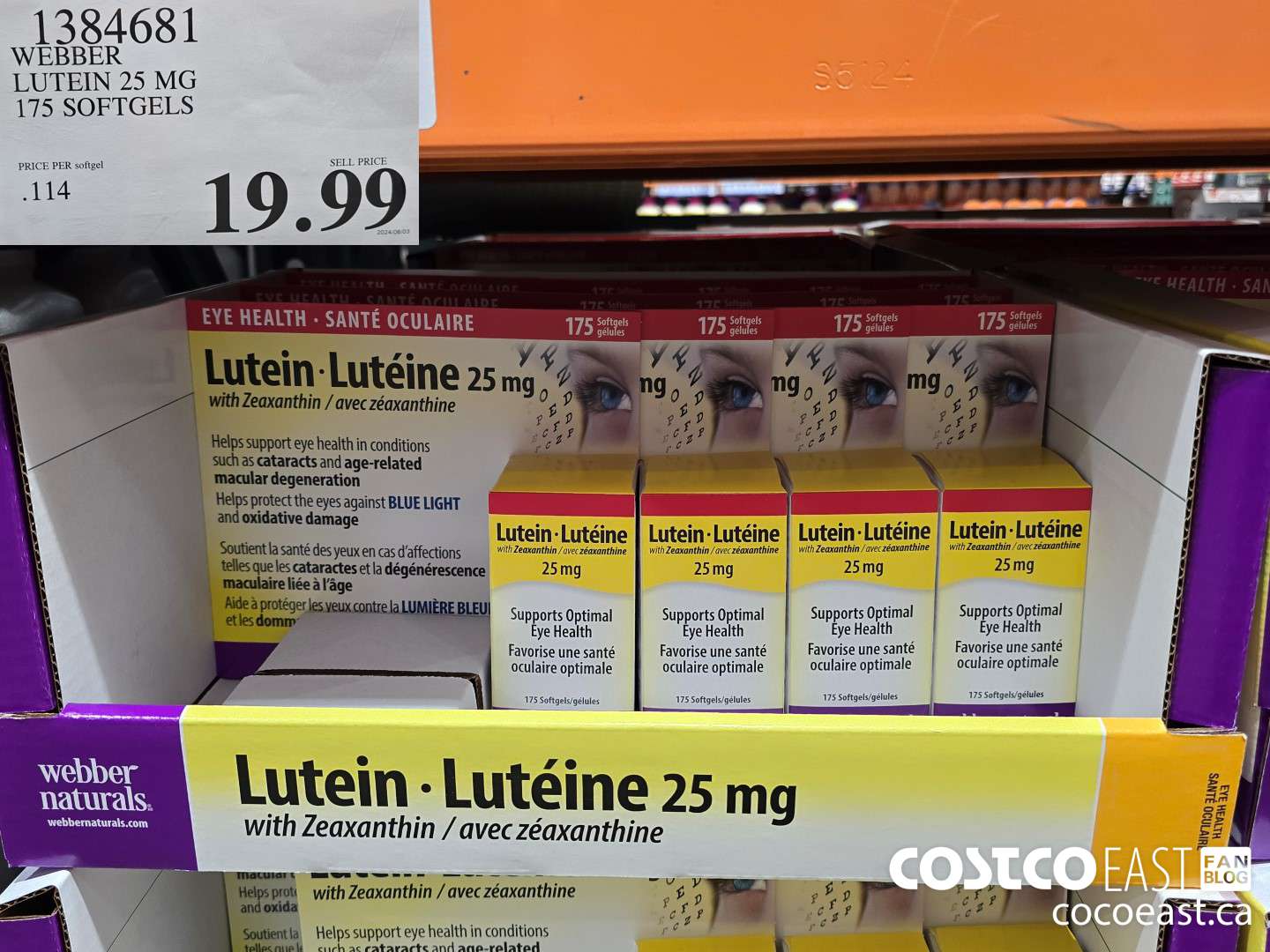 1384681 WEBBER LUTEIN 25 MG 175 SOFTGELS $19.99