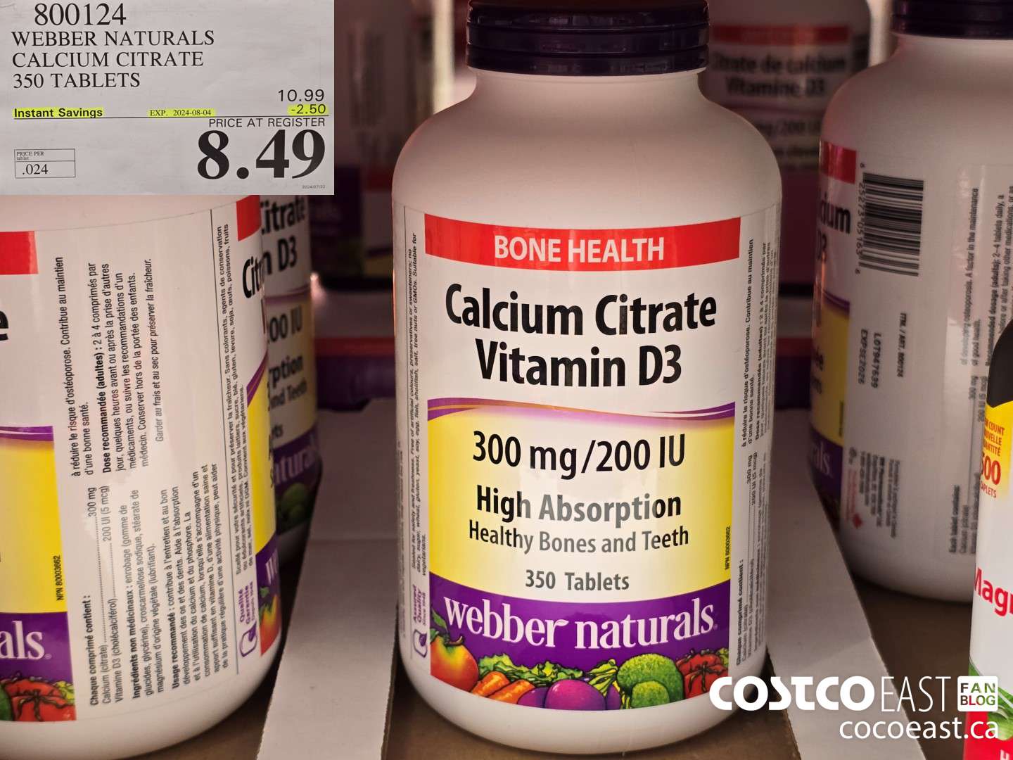 800124 WEBBER NATURALS CALCIUM CITRATE 350 TABLETS ($2.50 INSTANT SAVINGS EXPIRES ON 2024-08-04) $8.49