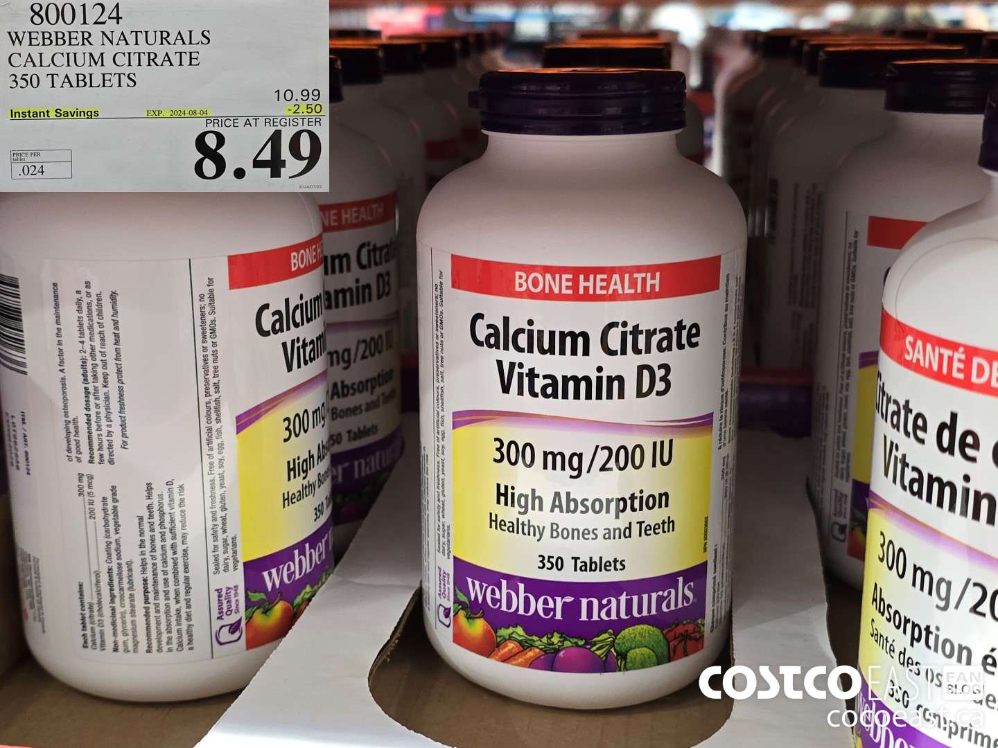 800124 WEBBER NATURALS CALCIUM CITRATE 350 TABLETS ($2.50 INSTANT SAVINGS EXPIRES ON 2024-08-04) $8.49