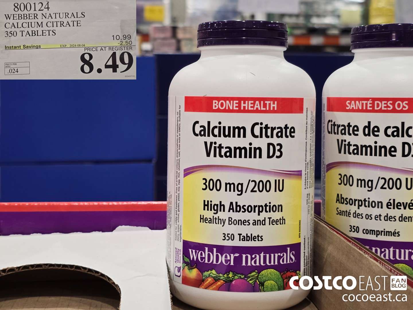 800124 WEBBER NATURALS CALCIUM CITRATE 350 TABLETS ($2.50 INSTANT SAVINGS EXPIRES ON 2024-08-04) $8.49