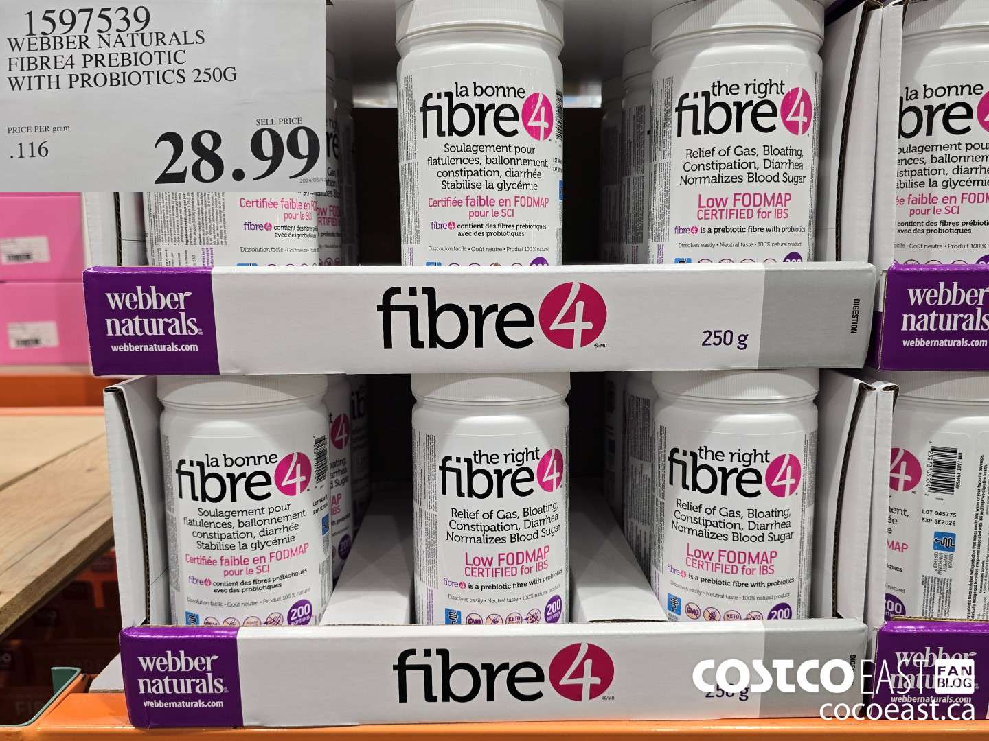 1597539 WEBBER NATURALS FIBRE4 PREBIOTIC WITH PROBIOTICS 250G $28.99