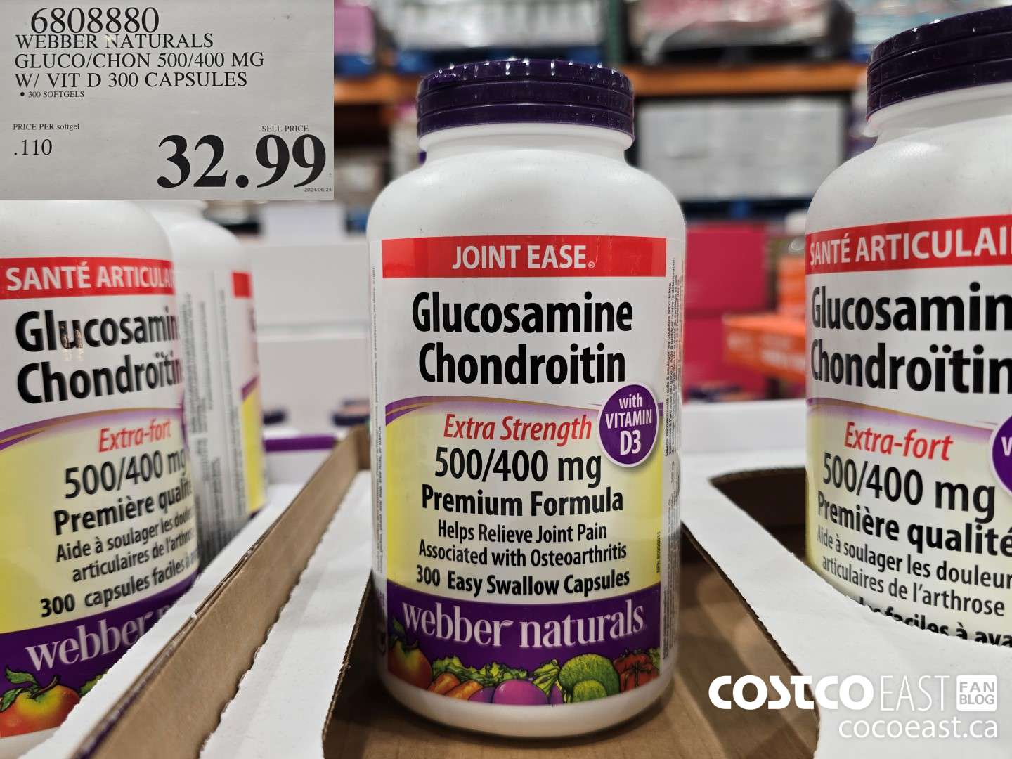 6808880 WEBBER NATURALS GLUCO/CHON 500/400 MG W/ VIT D 300 CAPSULES $32.99