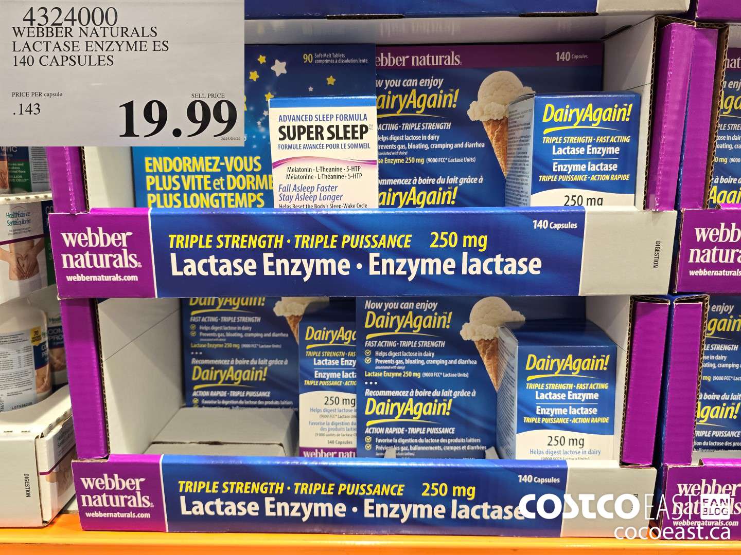 4324000 WEBBER NATURALS LACTASE ENZYME ES 140 CAPSULES $19.99