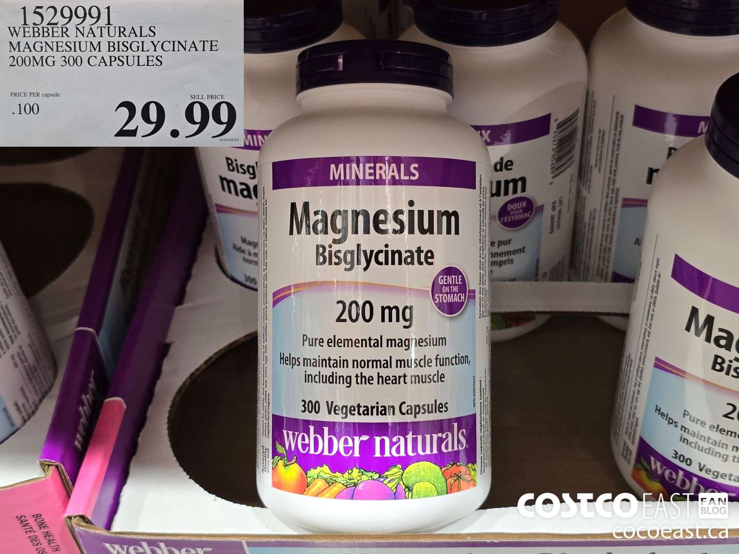 1529991 WEBBER NATURALS MAGNESIUM BISGLYCINATE 200MG 300 CAPSULES $29.99