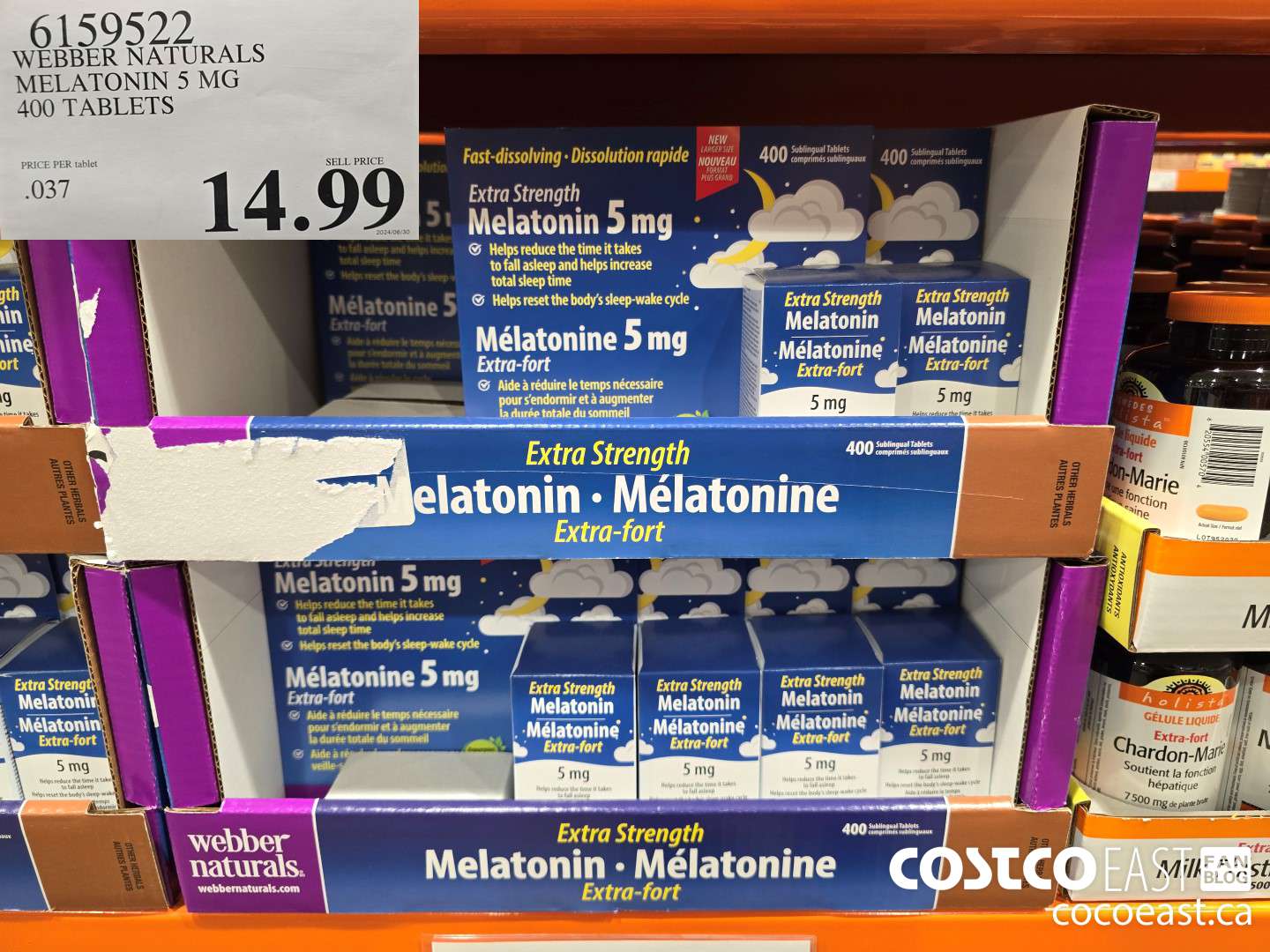 6159522 WEBBER NATURALS MELATONIN 5 MG 400 TABLETS $14.99