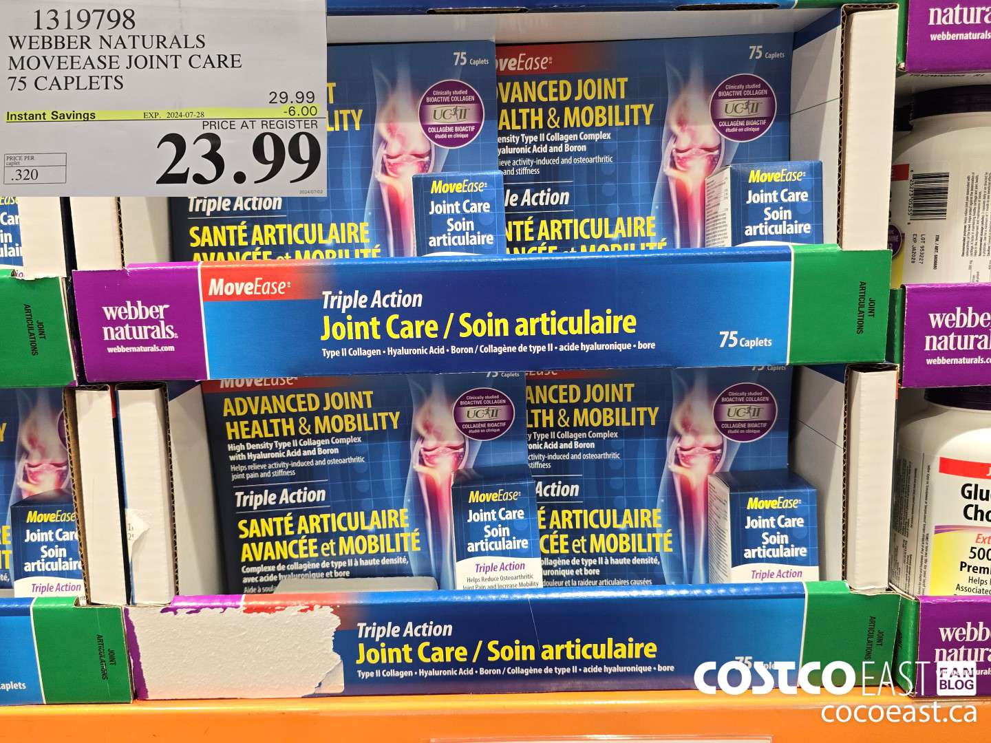 1319798 WEBBER NATURALS MOVEEASE JOINT CARE 75 CAPLETS ($6.00 INSTANT SAVINGS EXPIRES ON 2024-07-28) $23.99