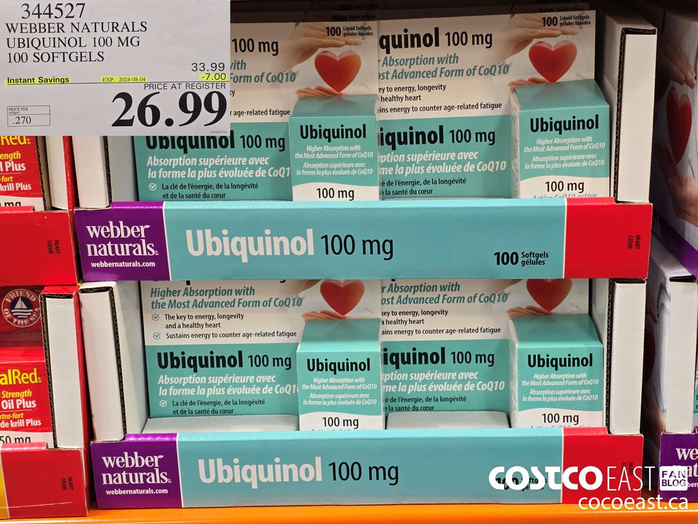 344527 WEBBER NATURALS UBIQUINOL 100 MG 100 SOFTGELS ($7.00 INSTANT SAVINGS EXPIRES ON 2024-08-04) $26.99