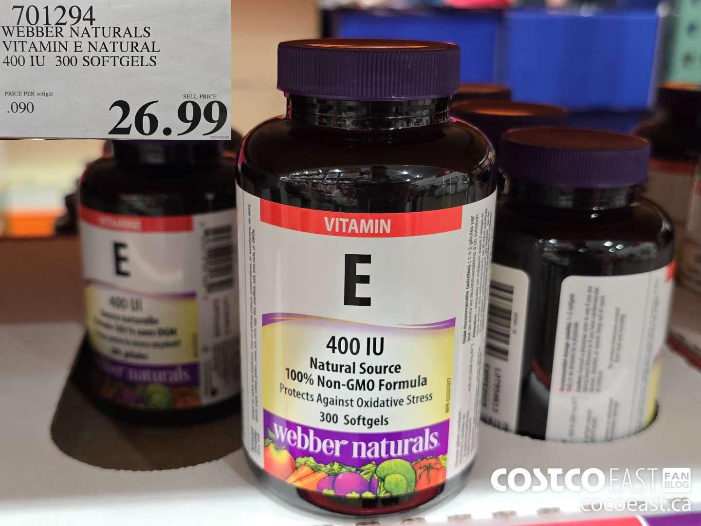 701294 WEBBER NATURALS VITAMIN E NATURAL 400 IU 300 SOFTGELS $26.99