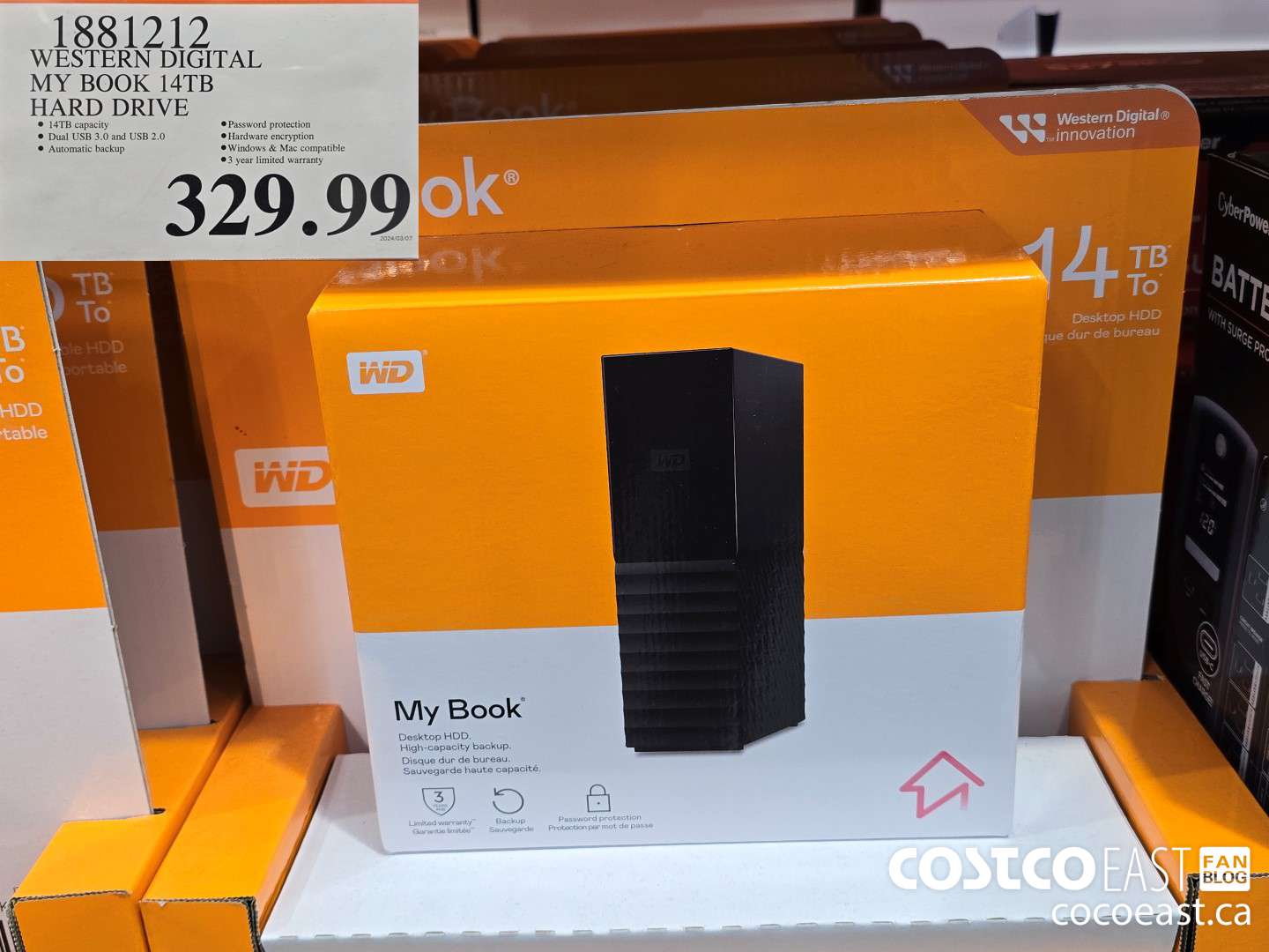 1881212 WESTERN DIGITAL MY BOOK 14TB HARD DRIVE $329.99