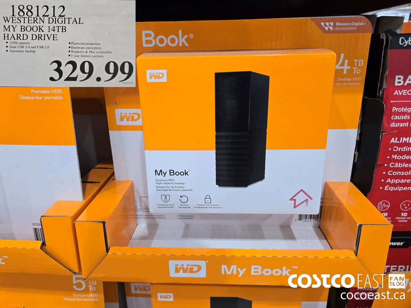 1881212 WESTERN DIGITAL MY BOOK 14TB HARD DRIVE $329.99