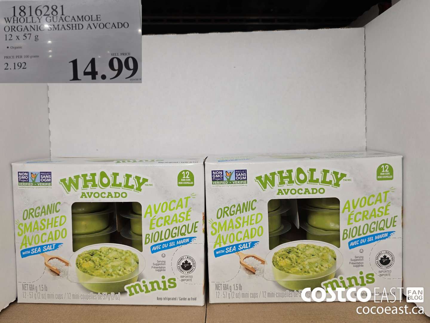 1816281 WHOLLY GUACAMOLE ORGANIC SMASHD AVOCADO 12 X 57 G $14.99