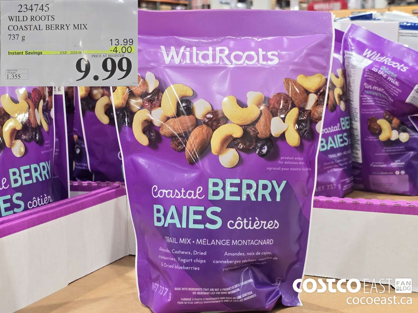 234745 WILD ROOTS COASTAL BERRY MIX 737 G ($4.00 INSTANT SAVINGS EXPIRES ON 2024-08-11) $9.99