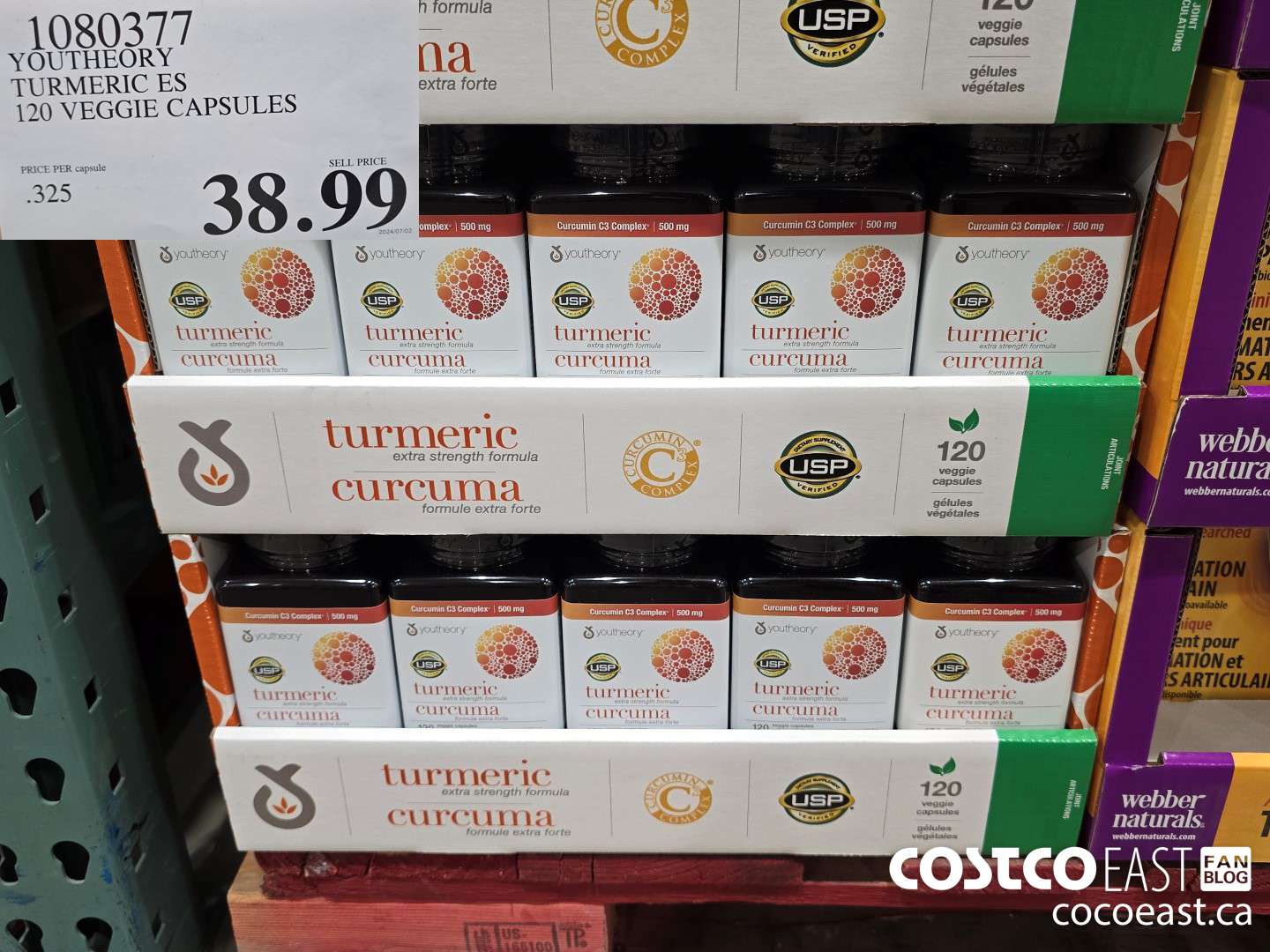 1080377 YOUTHEORY TUMERIC ES 120 VEGGIE CAPSULES $38.99