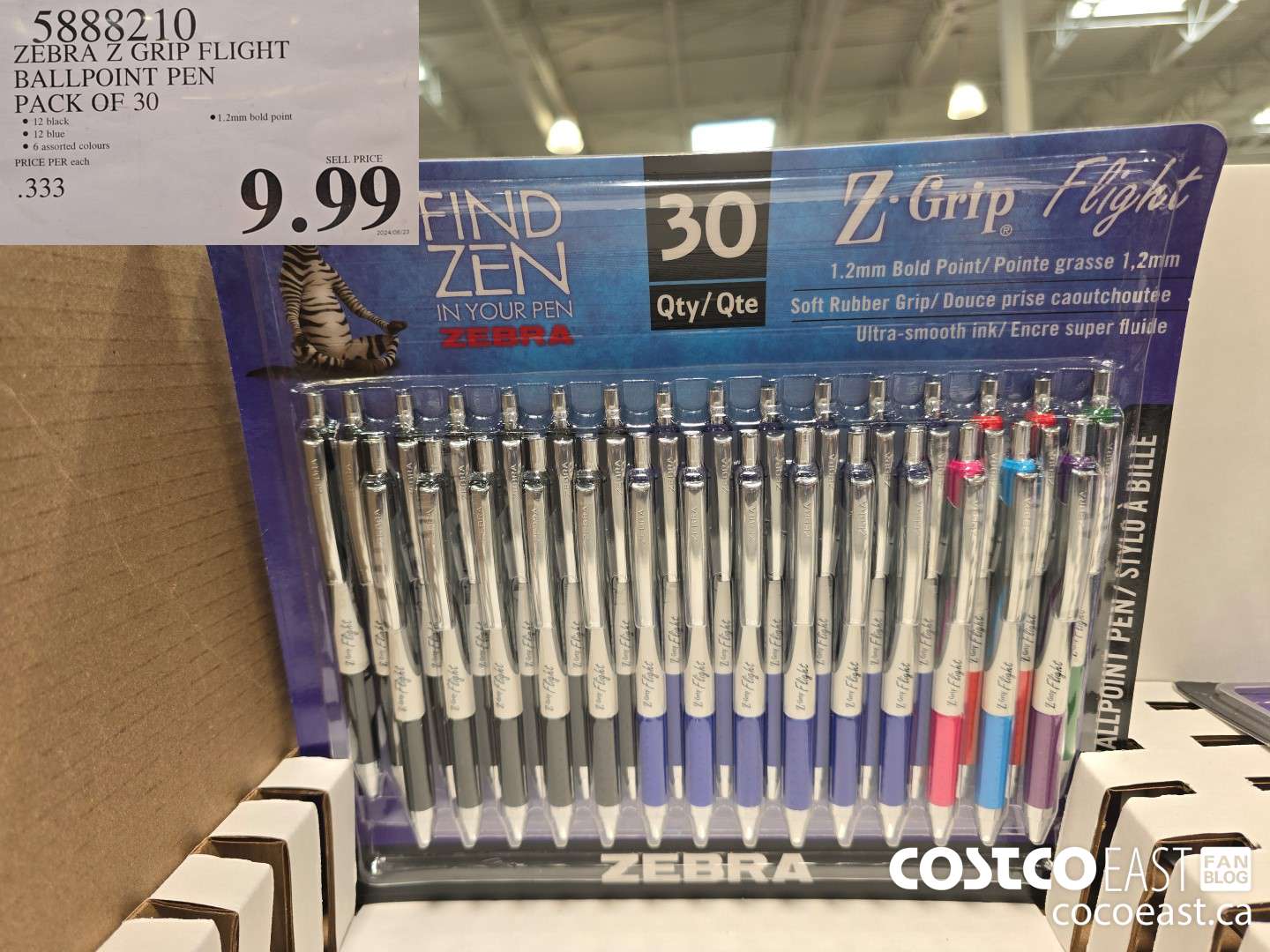 5888210 ZEBRA Z GRIP FLIGHT BALLPOINT PEN PACK OF 30 $9.99