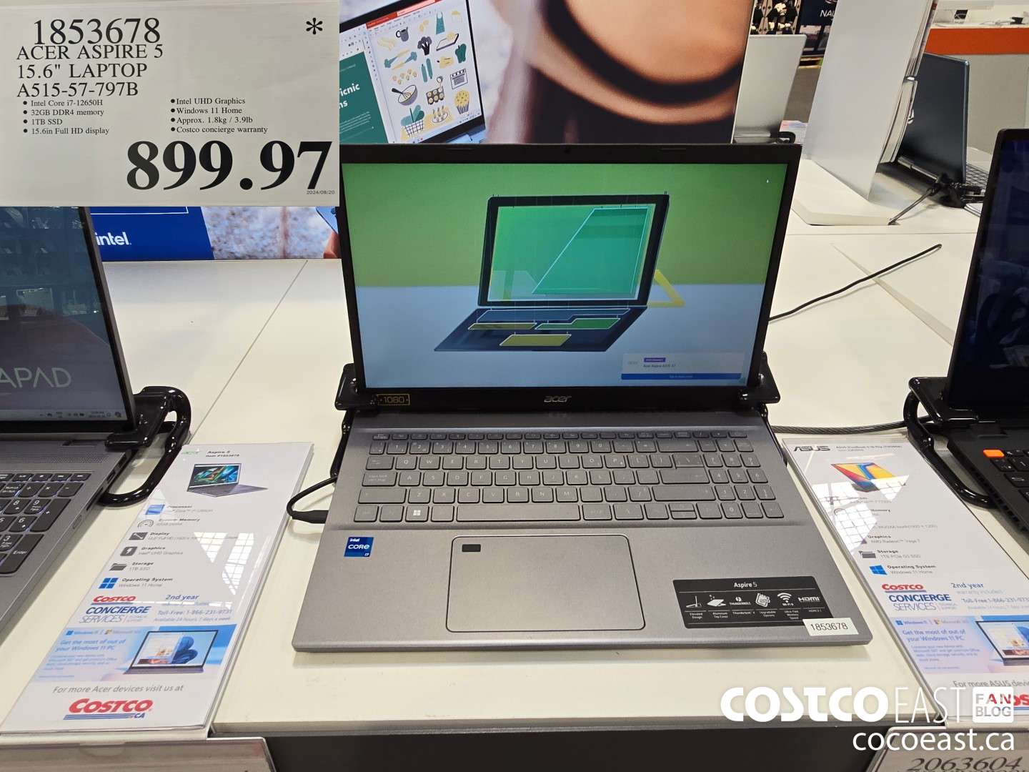 1853678 ACER ASPIRE 5 15.6IN LAPTOP COMPUTER A515-57-797B $899.97