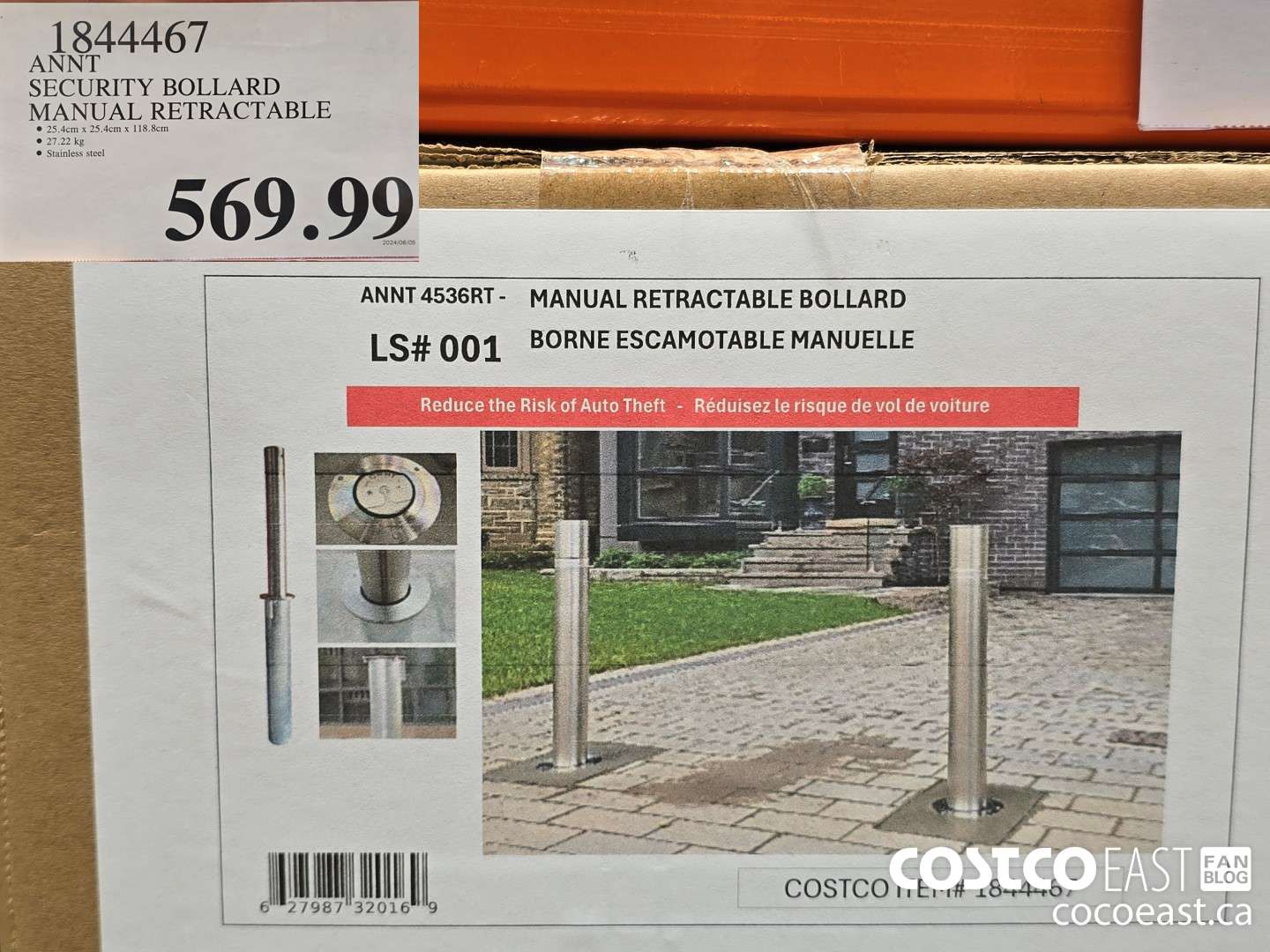 1844467 ANNT SECURITY BOLLARD MANUAL RETRACTABLE $569.99
