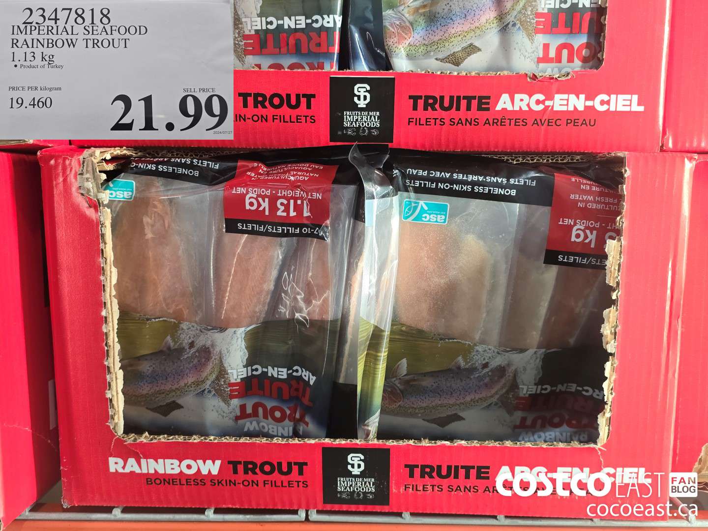 2347818 AQUA STAR RAINBOW TROUT FILLETS 1.13 KG $21.99