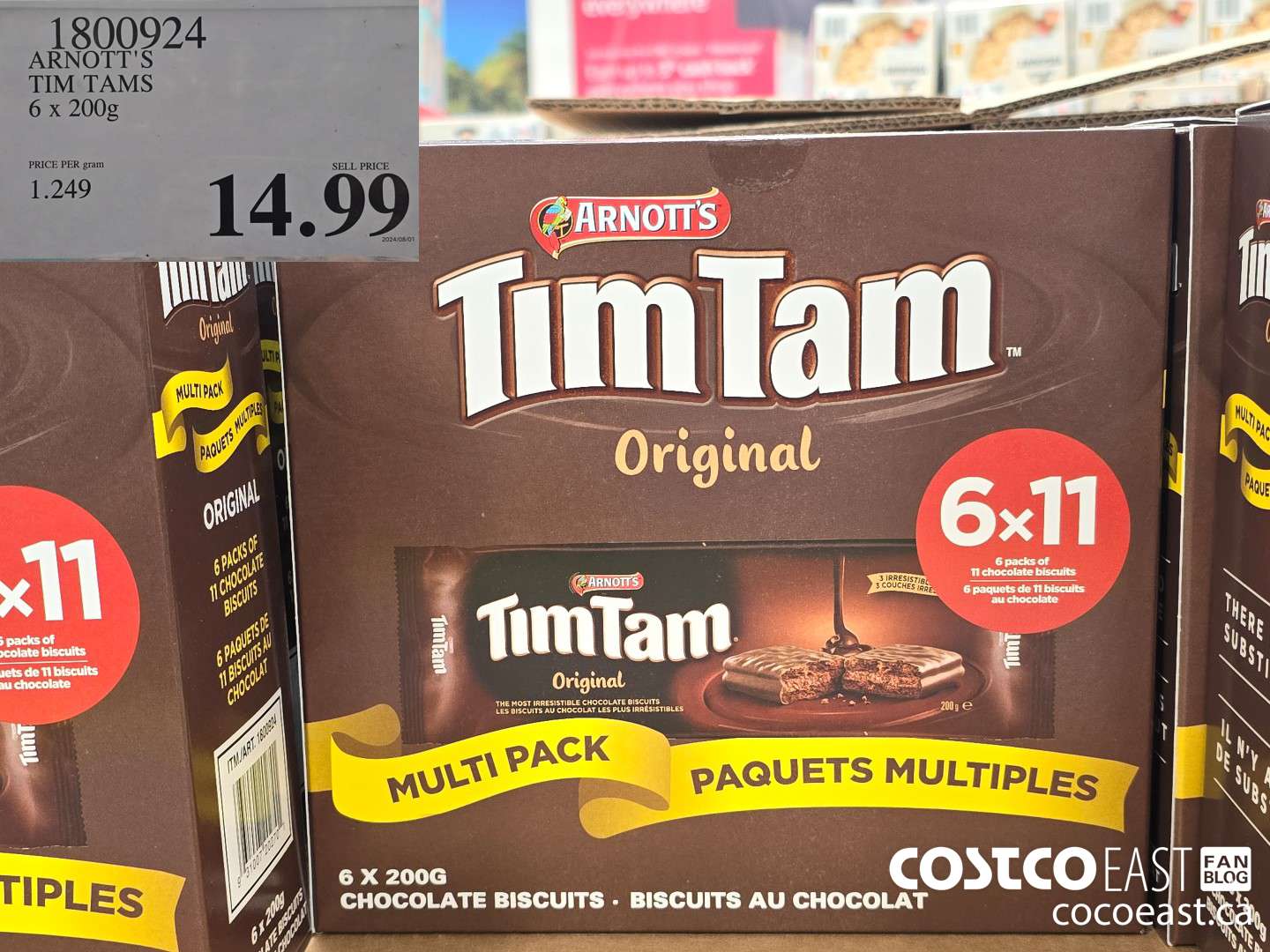 1800924 ARNOTT'S TIM TAMS 6 x 200g $14.99