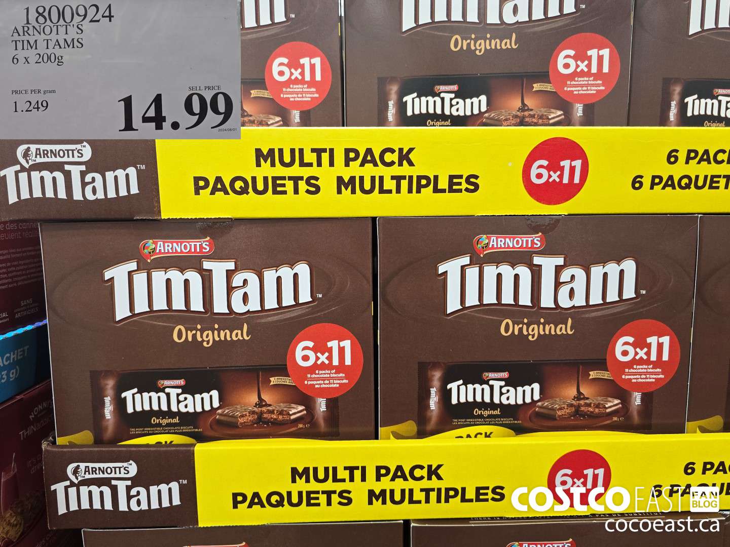1800924 ARNOTT'S TIM TAMS 6 x 200g $14.99