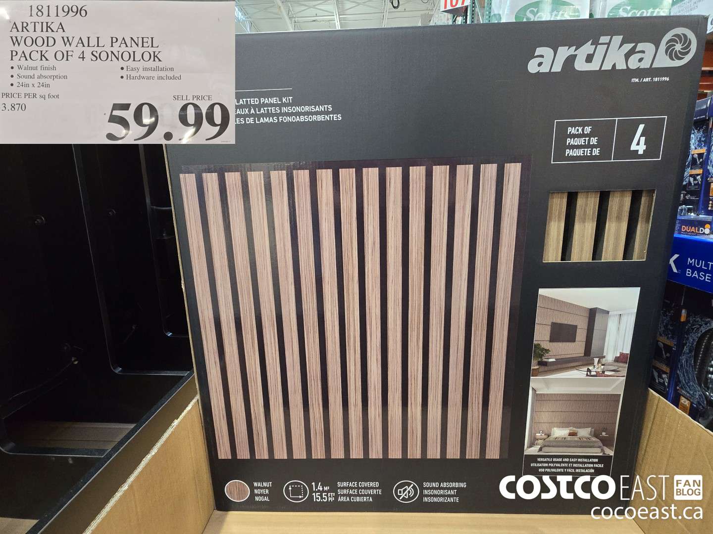 1811996 ARTIKA WOOD WALL PANEL PACK OF 4 SONOLOK $59.99