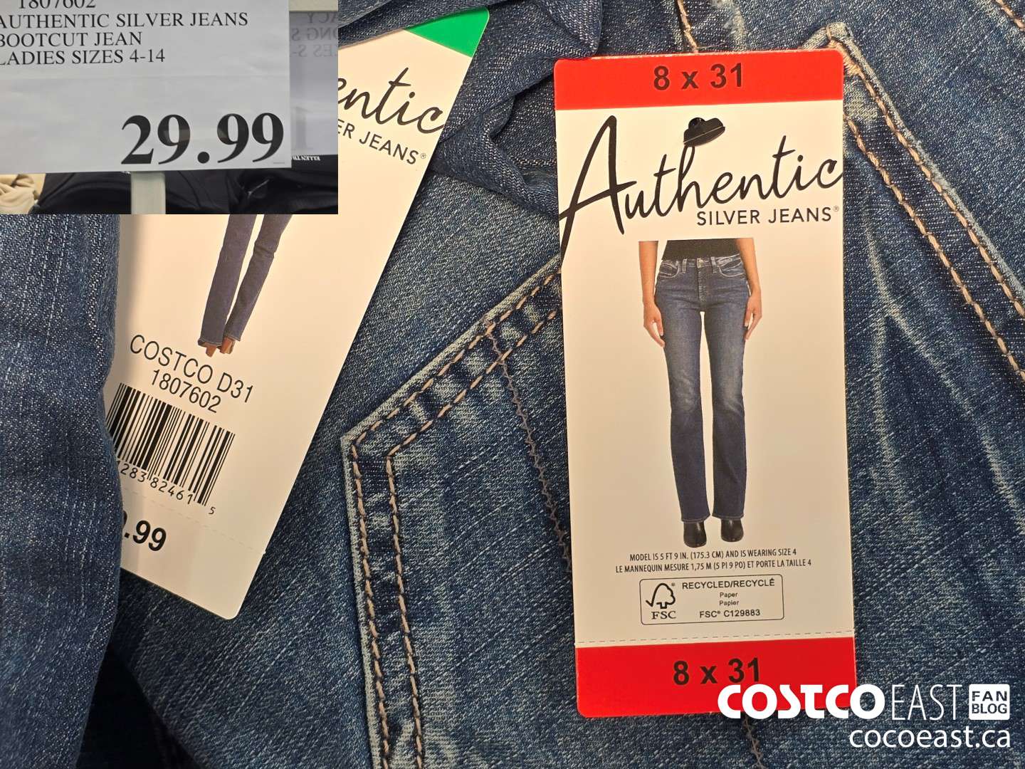 1807002 AUTHENTIC SILVER JEANS B00TCUT JEAN LADIES SIZES 4-14 $29.99