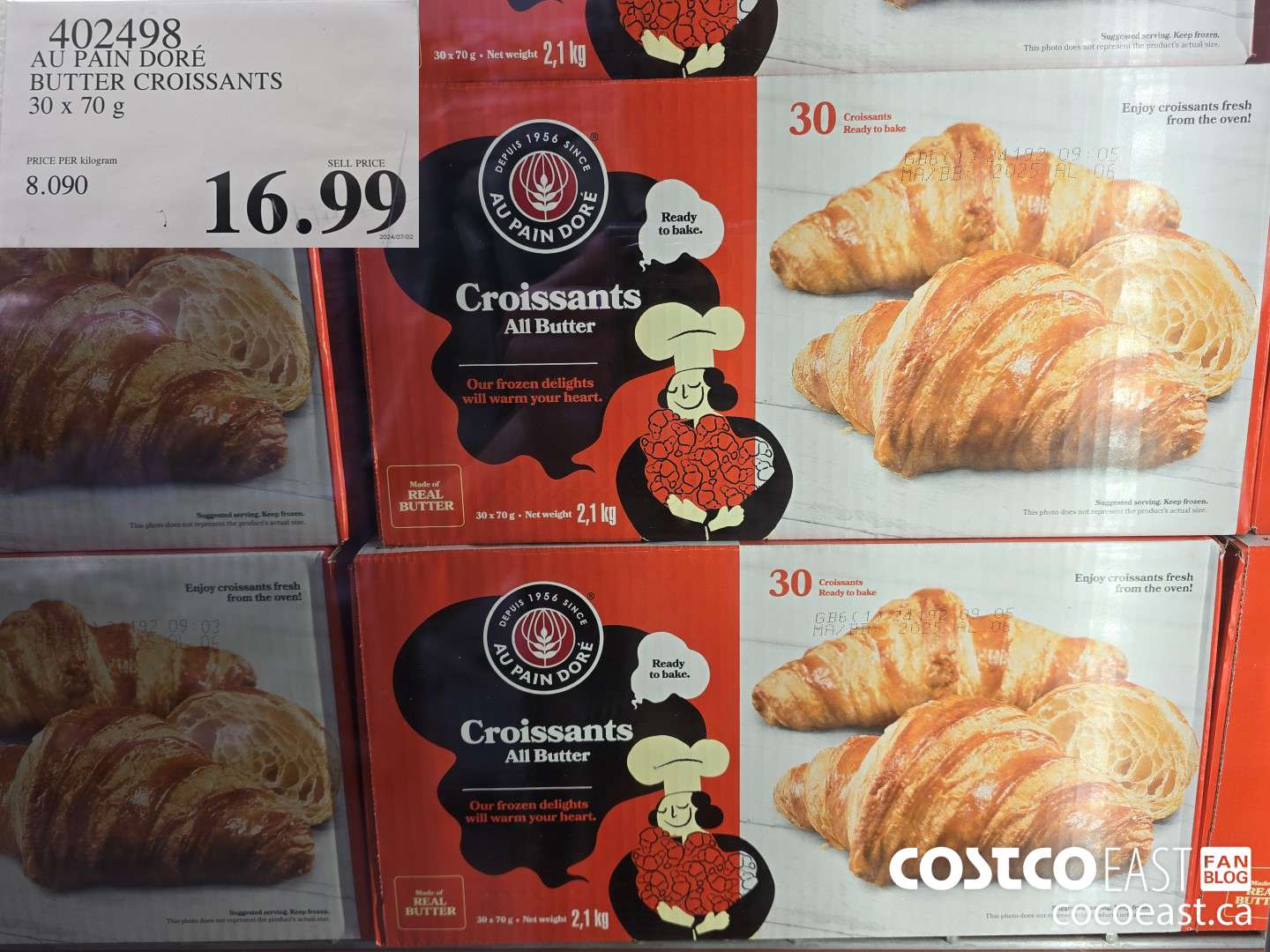402498 AU PAIN DORE BUTTER CROISSANTS 30 X 70 G $16.99