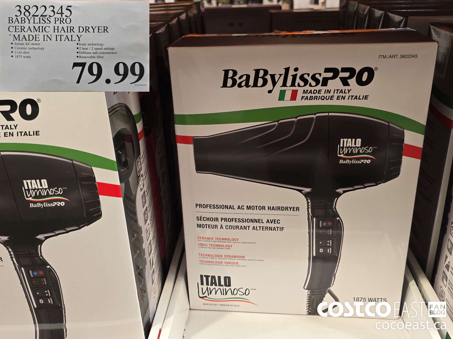 3822345 BABYLISS PRO CERAMIC HAIR DRYER MADE IN ITALY $79.99